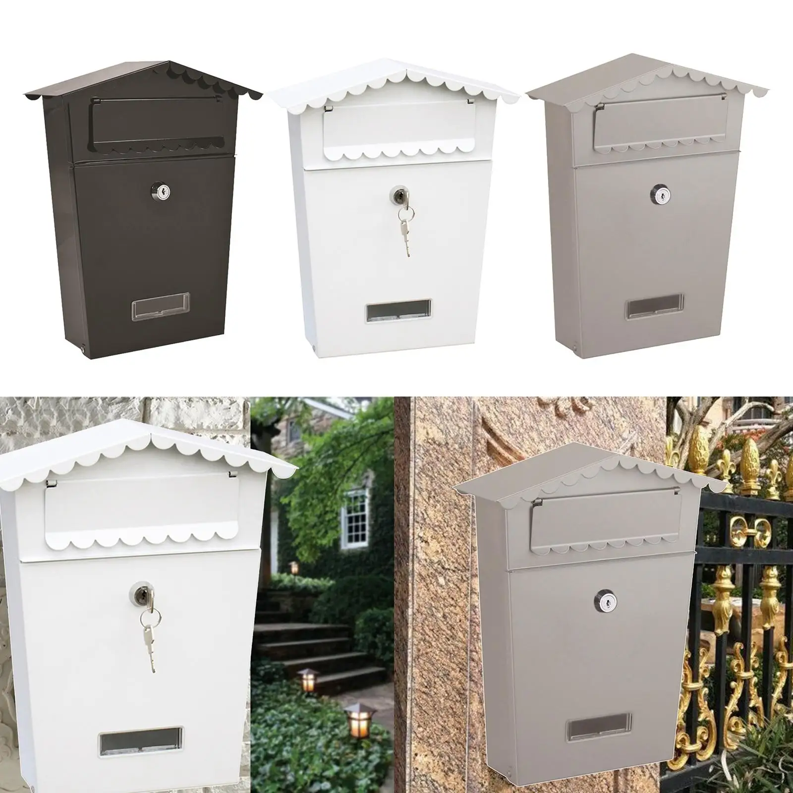 Mailbox Wall Mount Locking Mail Box with 2 Keys Letterbox Collection Boxes