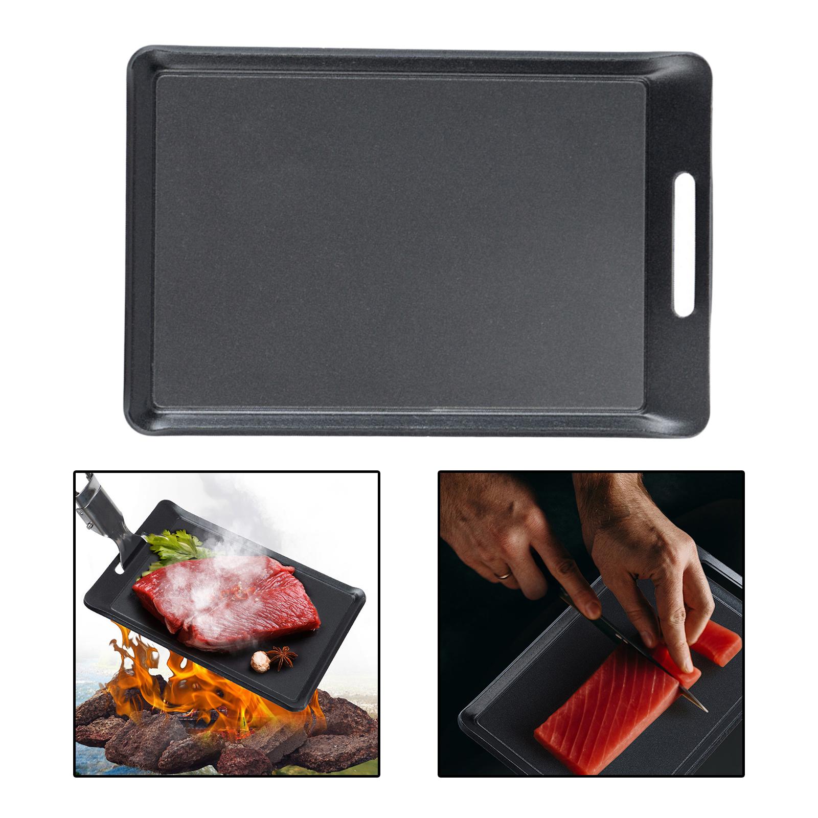 Iron Grill Pan Griddle Plate Non-Stick Coating Meat Steak Grill Grilling Tool Home Kitchen for Barbecue Camping Cooking Outdoor