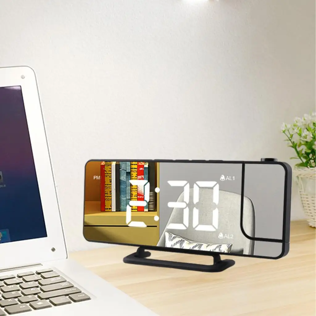 Mirror Digital Clock Auto Adjust Brightness Dual Alarms Clock for Kitchen Decoration