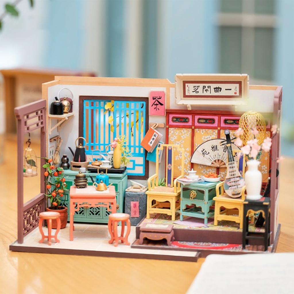 DIY Handcraft Miniature Dollhouse Creative Room with Realistic Furniture Kit House Wooden Creative Shop 3D Puzzles for Girls