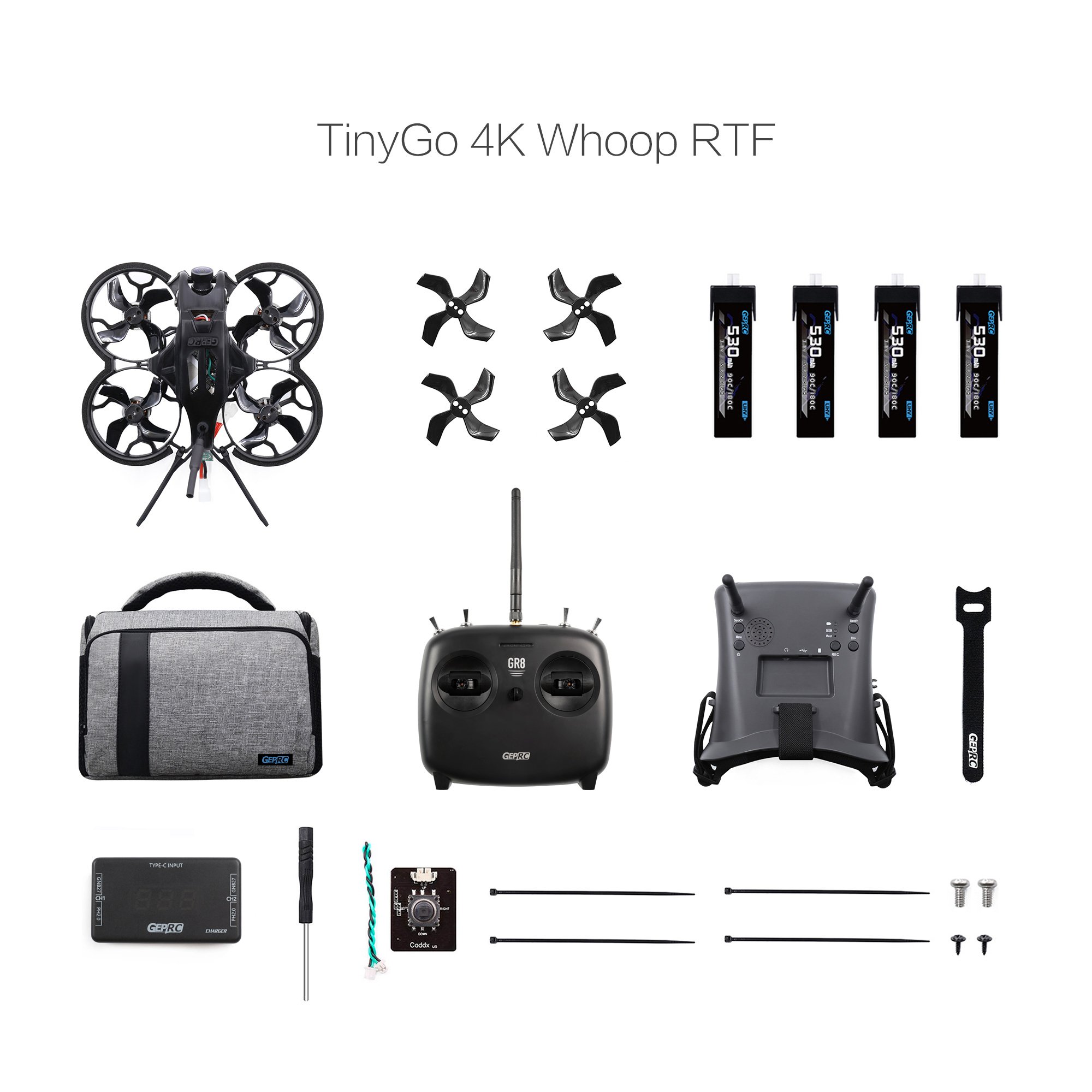 GEPRC TinyGO 4K FPV Whoop RTF V1.3 мягкий корпус F411 8Bit 12A встроенный  ELRS Caddx 4K FPV Дрон TinyRadio ELRS 2,4G контроллер очки | AliExpress