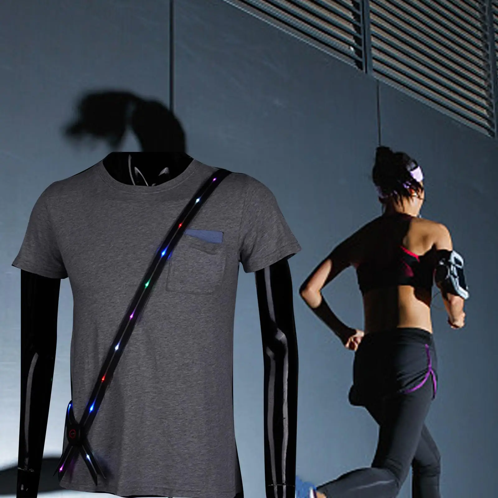 LED Lights Belt Running Gear Shoulder Straps for Walking Jogging Men Women