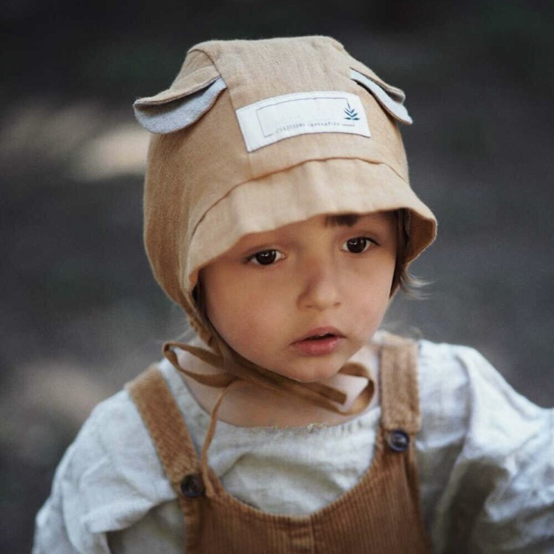 Baby Tier Ohren niedlichen Fischer Kappe atmungsaktive Leinen fetalen Hut Kinder Spaß Eichhörnchen stehend Ohr Baumwolle Leinen Sonnenhut – Detail 8
