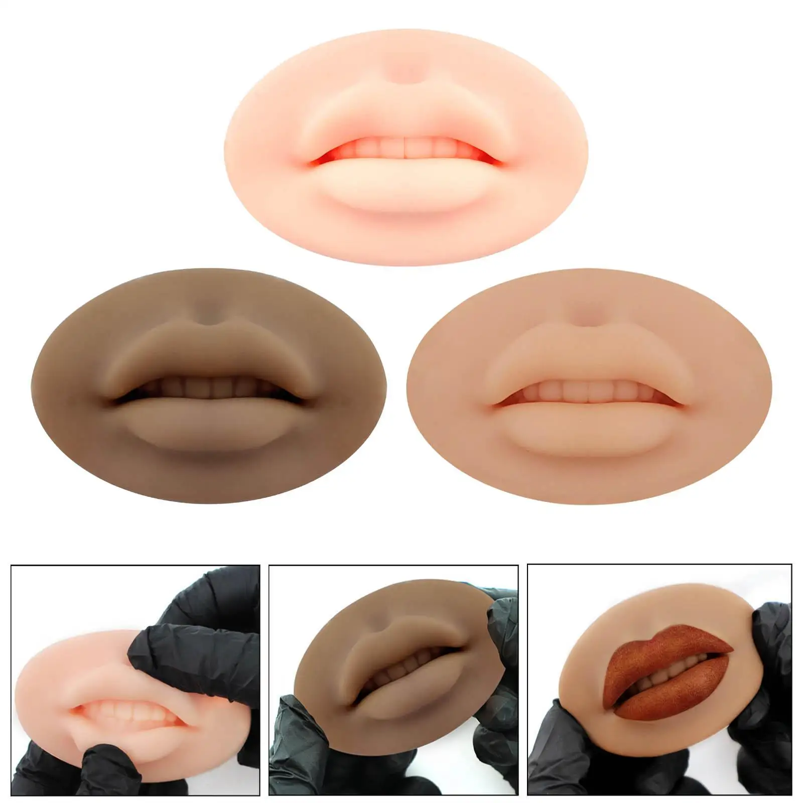 Silicone Lip Model Permanent Makeup 3D Imitation Training Portable Reusable Tattoo Fake Skin for Beginners Teaching Tool Soft