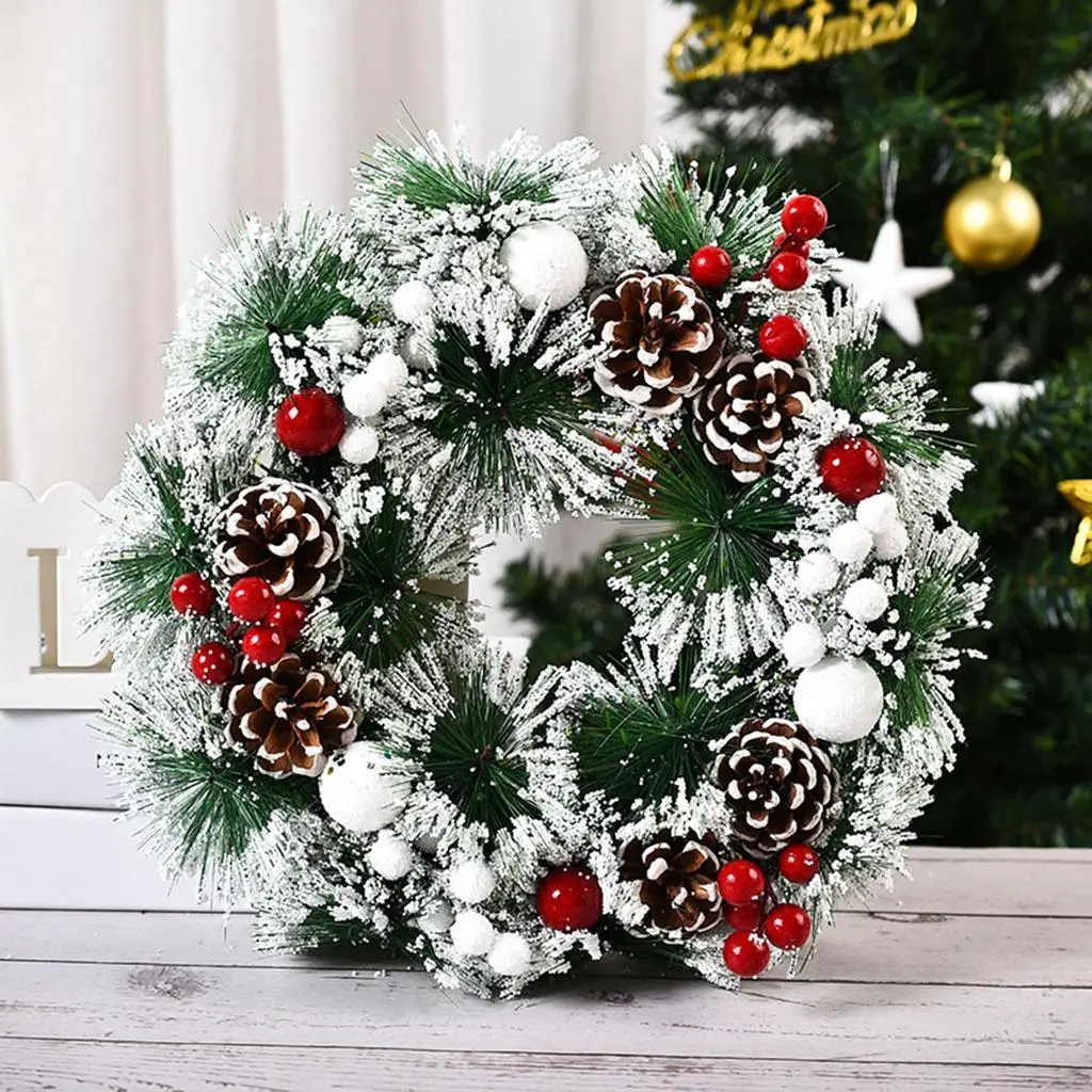 Christmas Wreath Front Door Hanging Garland Hoop Gifts for Decor