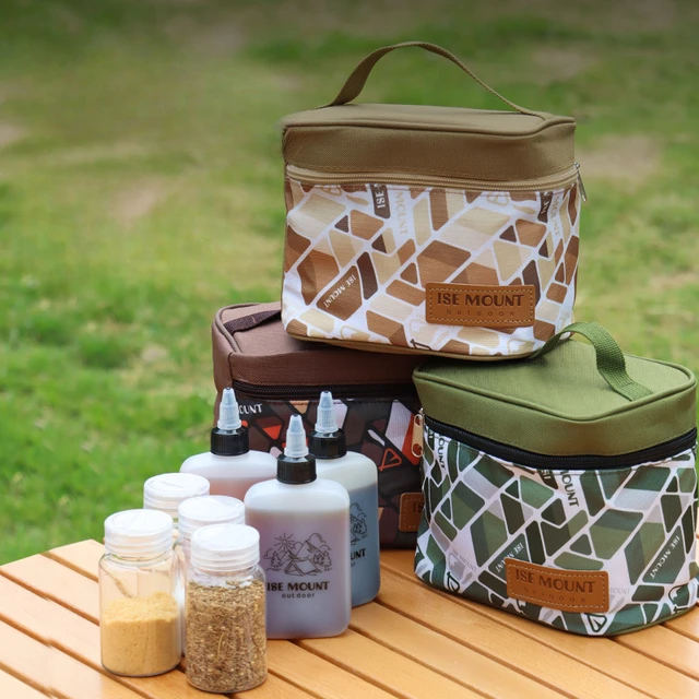 Seasoning Bottle Set Storage Bag Condiment Jars Organizer for Picnic  Camping BBQ