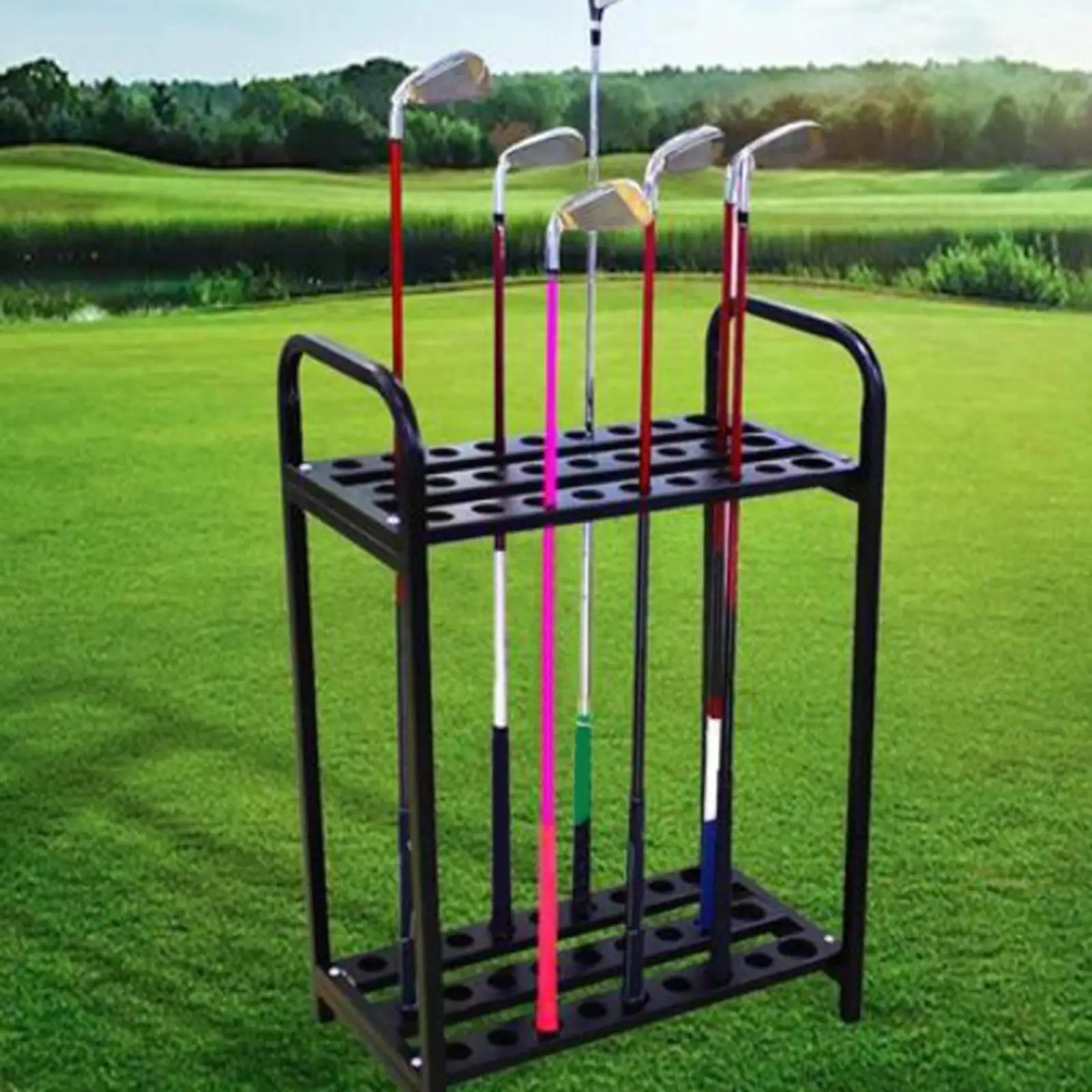 Golf Club Holder 27 Holes Floor Stand Golf Club Rack for Display Pool Table