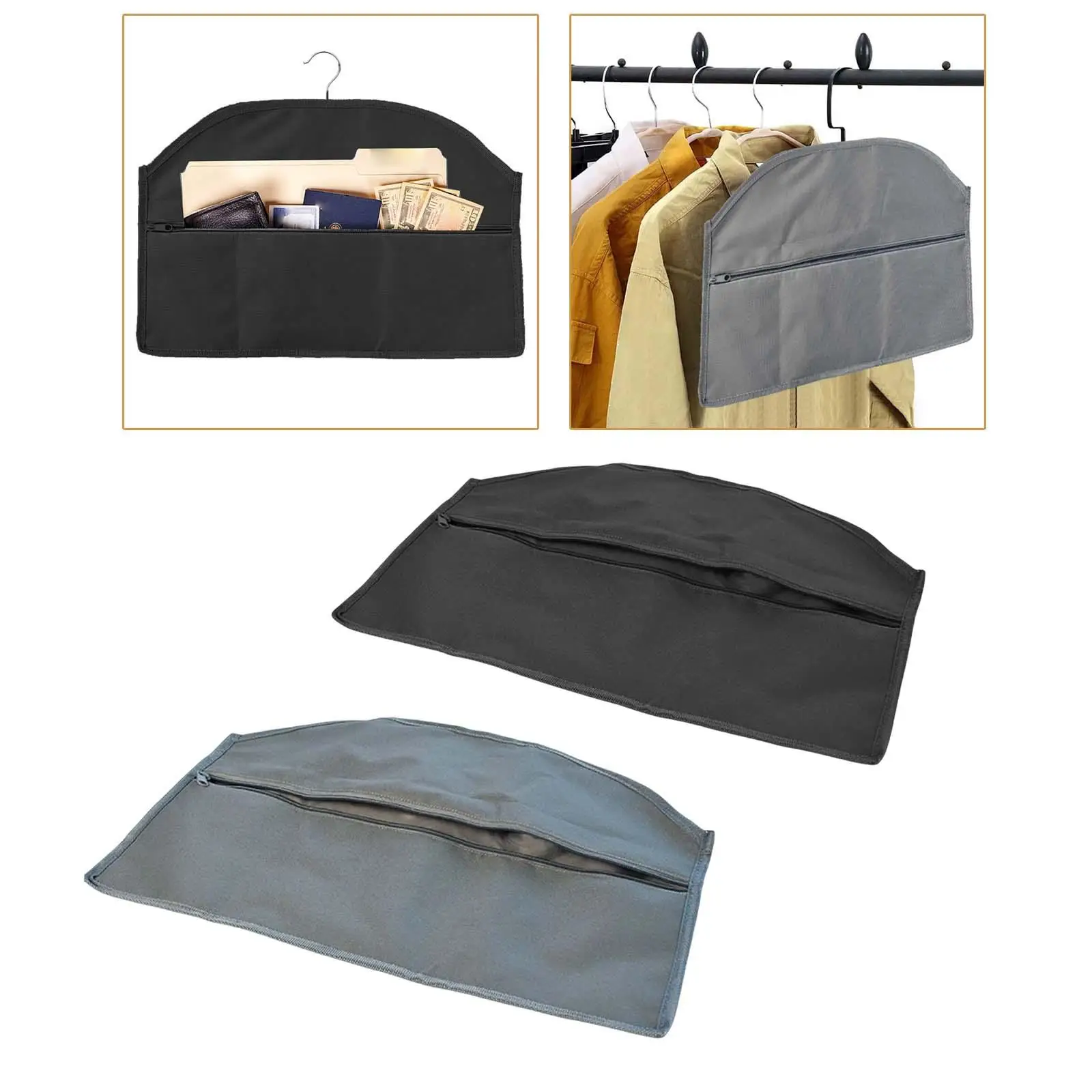 Water Resistant Hidden Pocket Fits Under Hanging Clothes Hanger Bag Hanger Diversion for Wardrobe Travel Conceals Valuables Cash