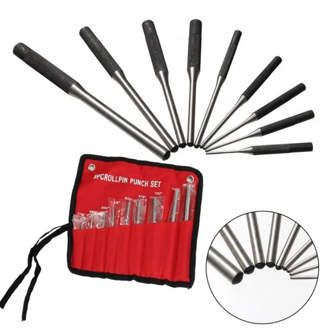 RAM-PRO Roll Pin Punch Set with Storage Pouch, 9 Piece Steel Removal Tool  Kit | Perfect for Jewelry, Watches, Spring/Tension Pins