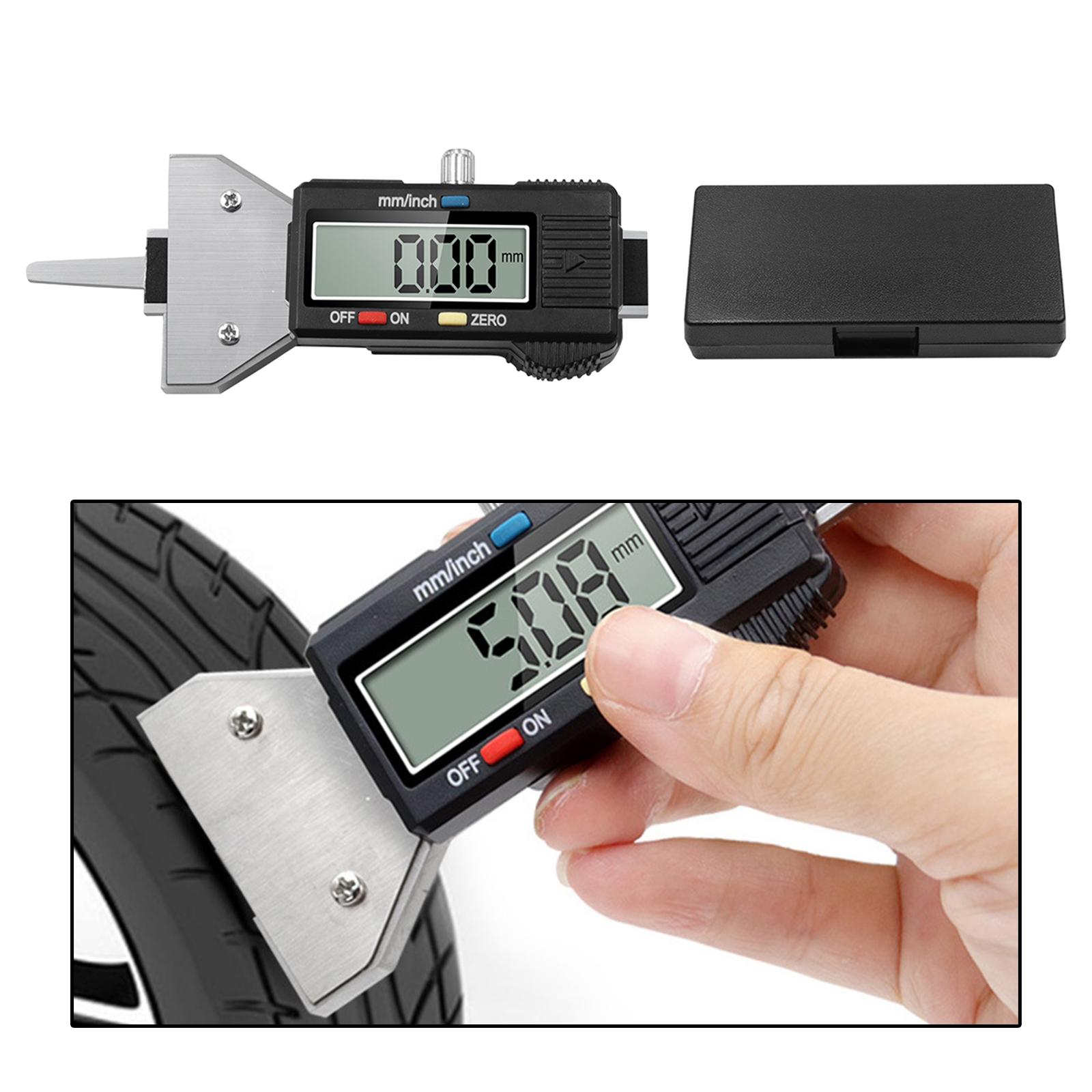 Digital Tyre Depth Gauge Tester Tire Thread Measuring Gauge Tool with Large LCD Display for Automobile Tire Trucks Vans SUV