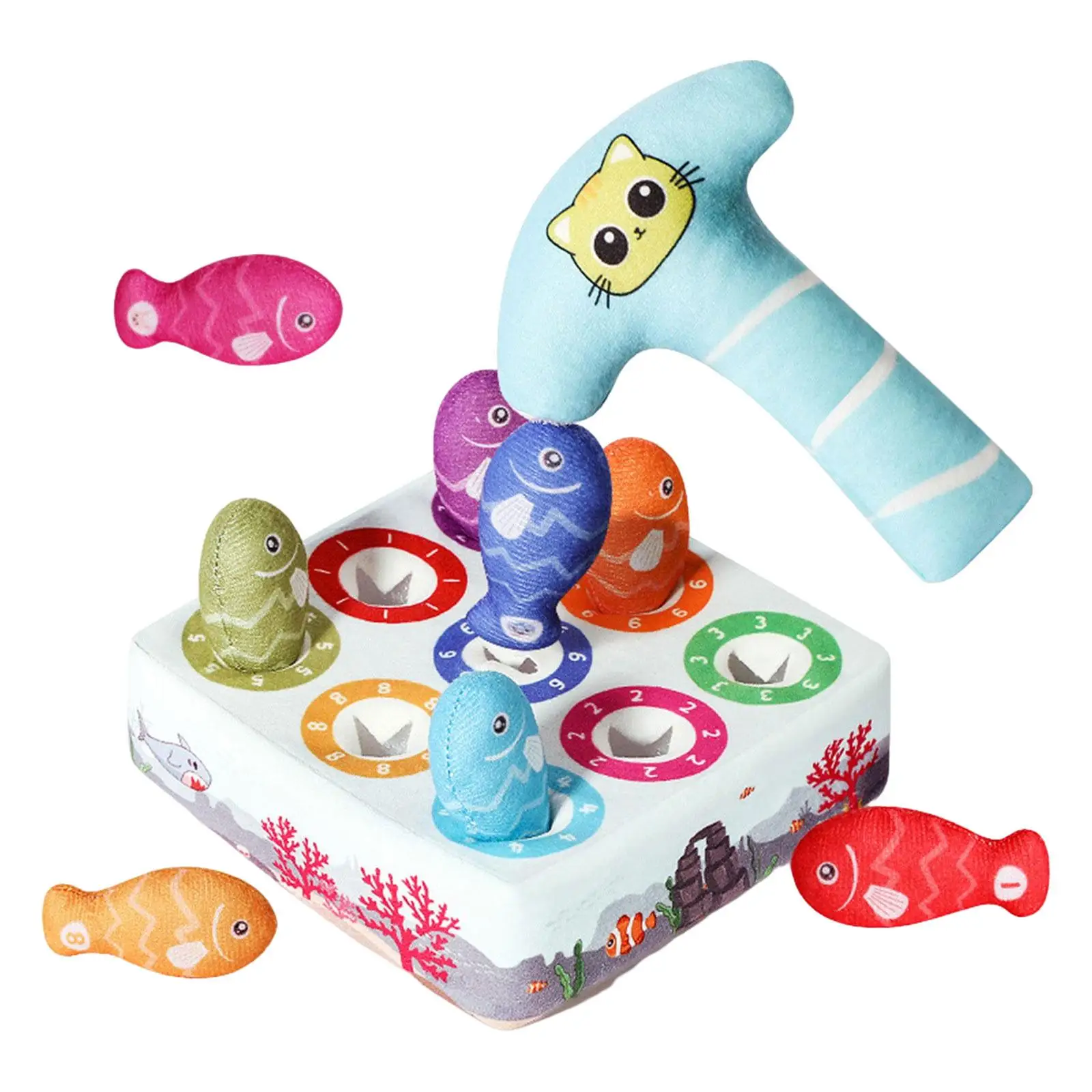 Plush Baby Pull Out Game Color number Recognizing Fishing Game for Game Role Play
