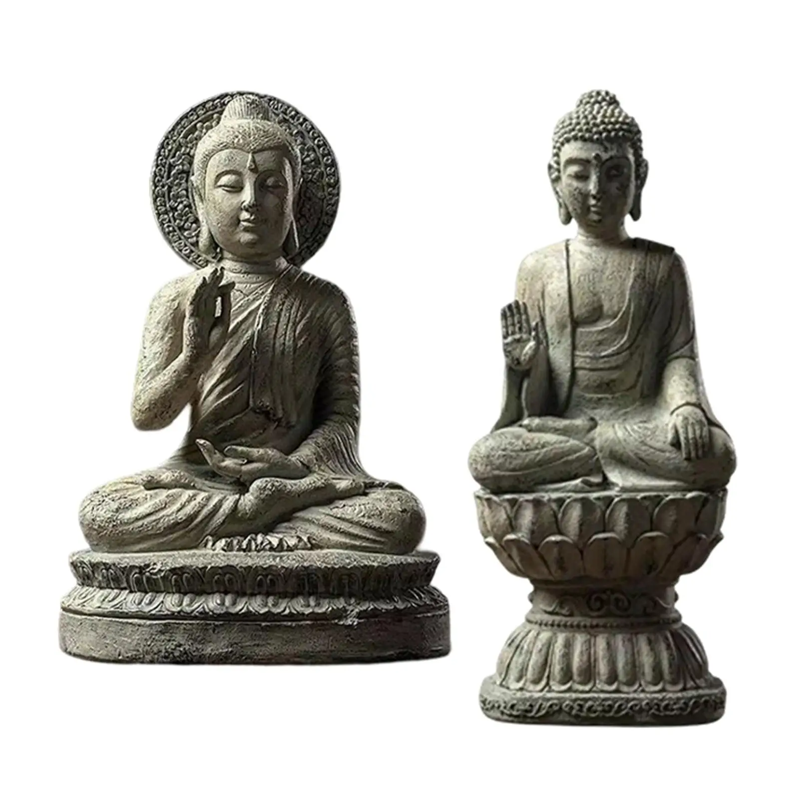 Resin Buddha Statue Figurine Enlightened One Sculpture Sitting Collection Small for Desk Home Decoration Ornament Crafts