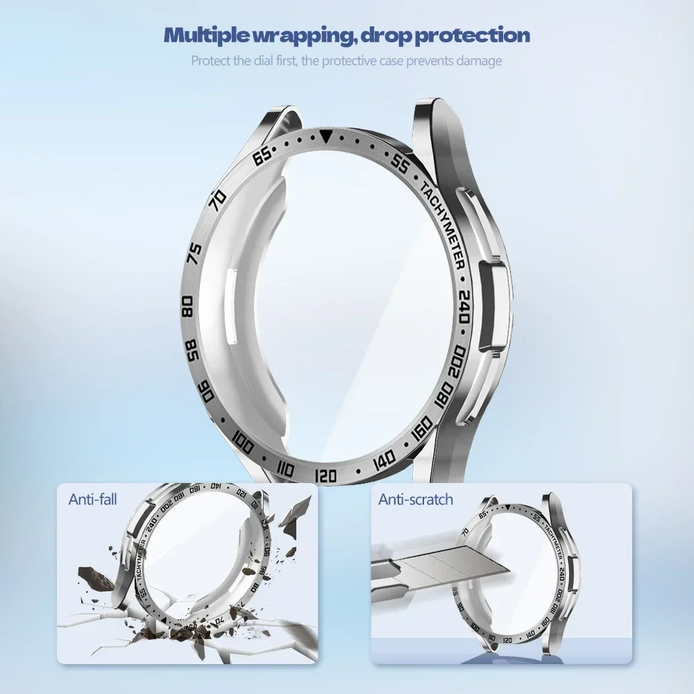 Tempered Glass+Bezel+Case For Samsung Galaxy Watch 6 Classic 43mm 47mm Cover TPU Bumper All-Around Protector Clear Screen Bezels