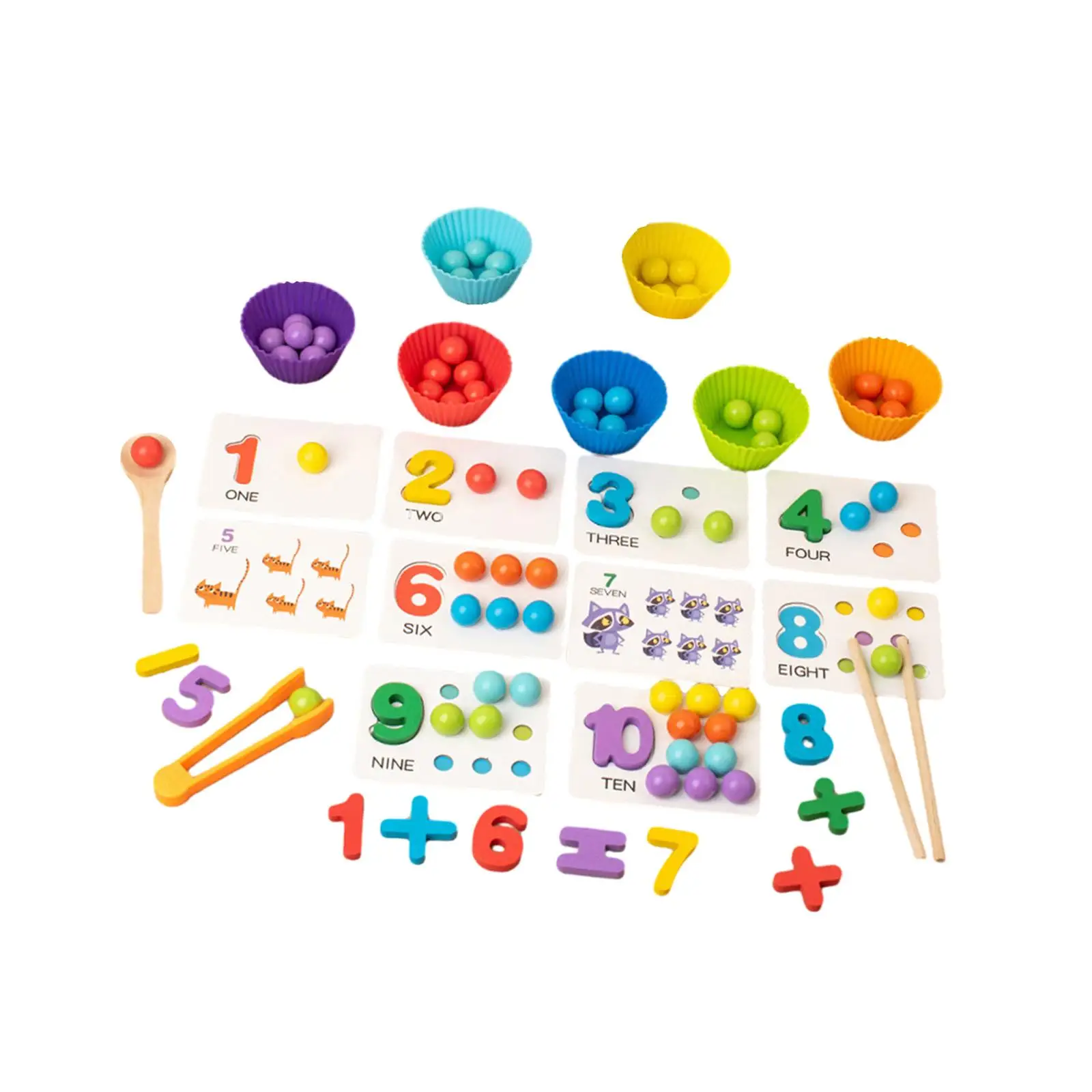 Rainbow Clip Bead Puzzle Animal Learning Rainbow Color Sorting Toys for Interaction Primary Activity Coordination Kindergarten