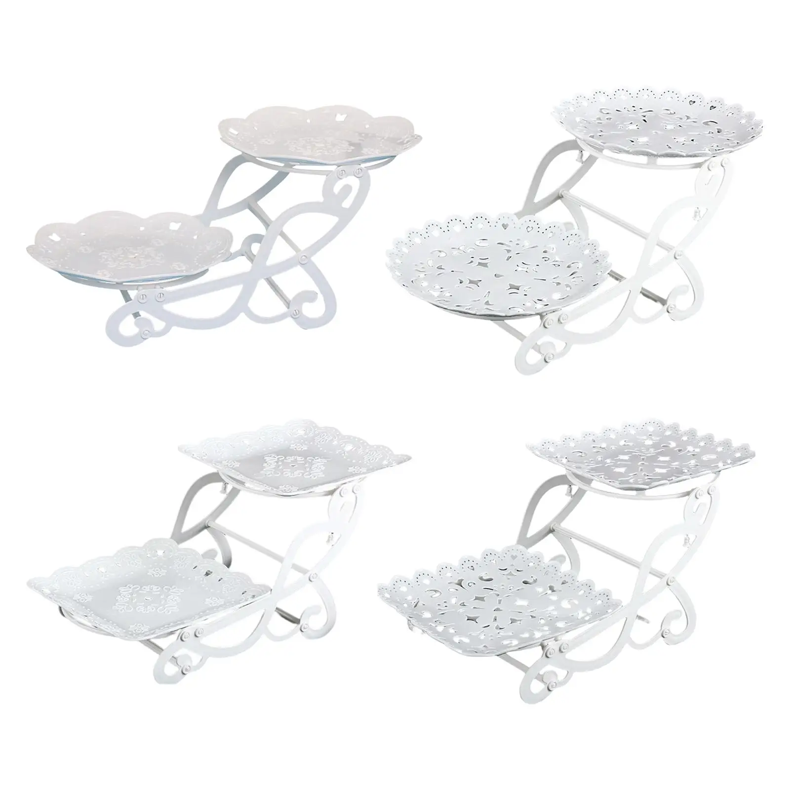 2 Tiers Cake Stand Snack Display Tray Dessert Tray for Dessert Afternoon Tea