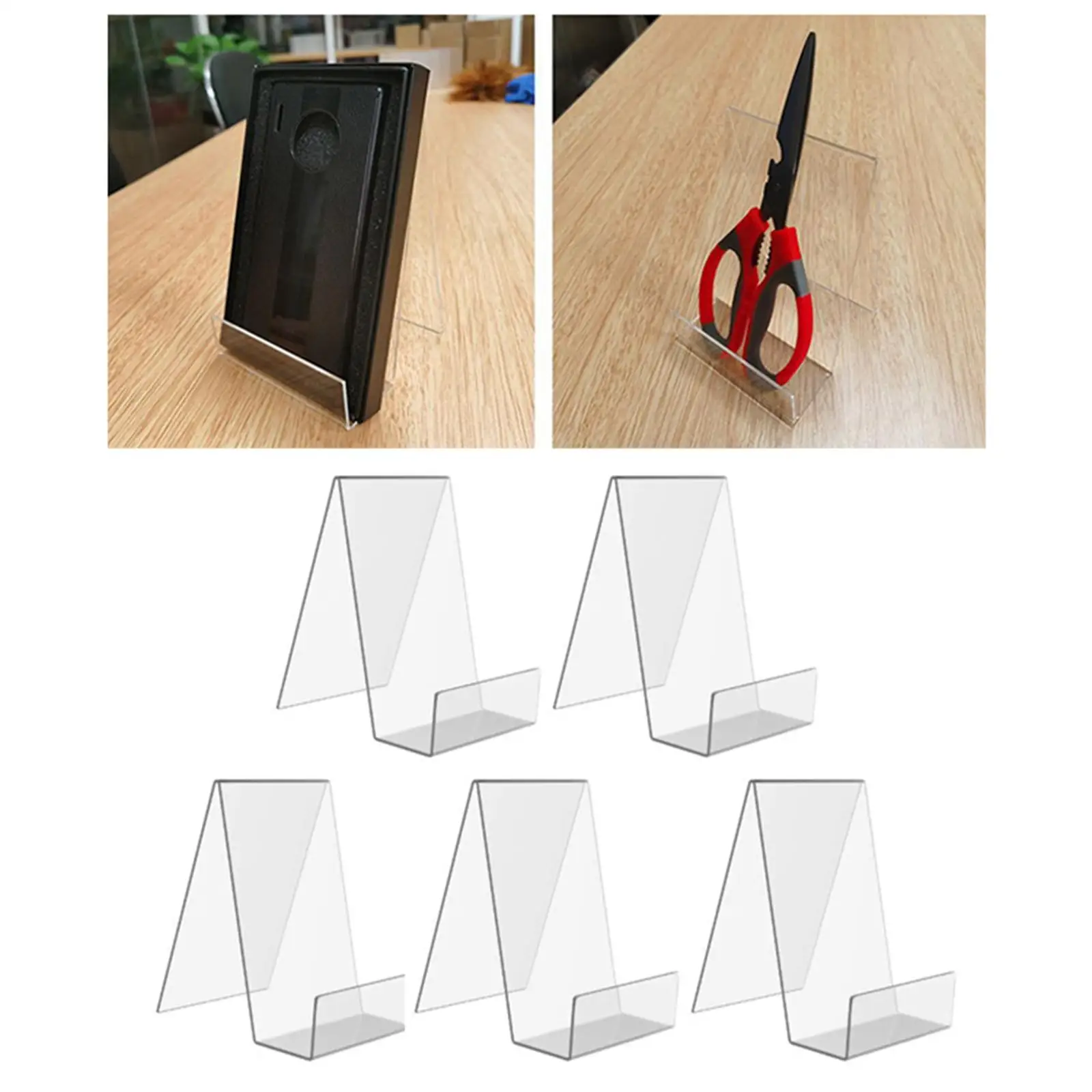 5Pcs  Acrylic Display Easel Literature Holder Shelf Book Plate Stand Desktop Magazine Shelves for , Home Office
