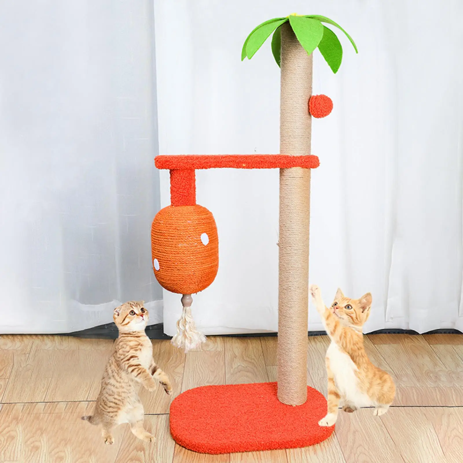 Cat Scratching Post Kitten Scratcher Cats Coconut Tree Climbing Frame for Training Pet Supplies with Lantern