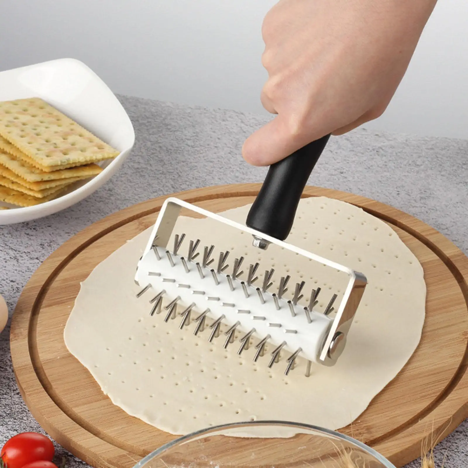 Pizza Roller Pin Stainless Steel Hole Puncher with PP Handle Pie Crust Pastry maker for Kitchen Baking Tool