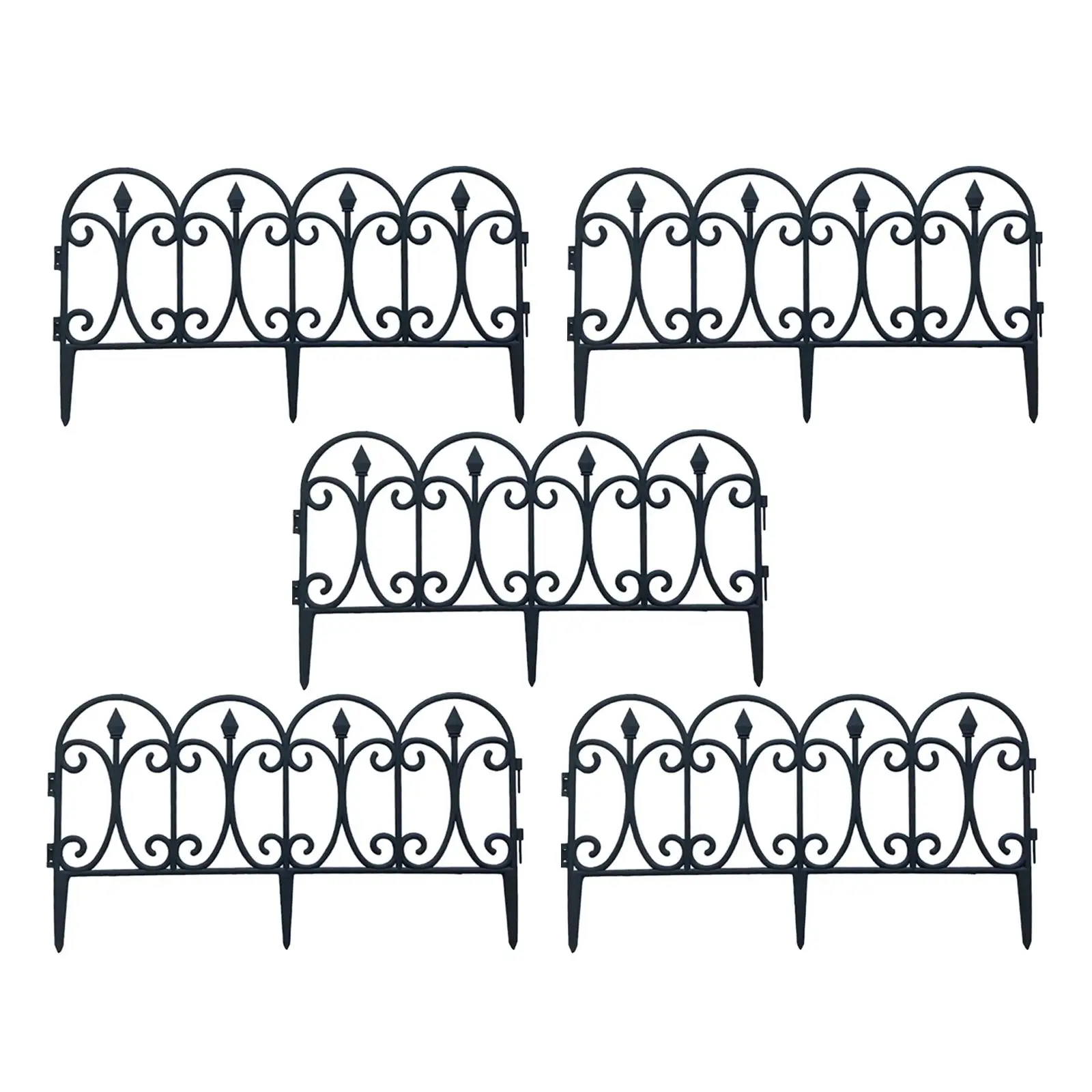 5x Artificial Garden Fence Ground Insert Border Decoration Fencing for Landscaping Lawn Flower Bed Edging Yard DIY Decorative