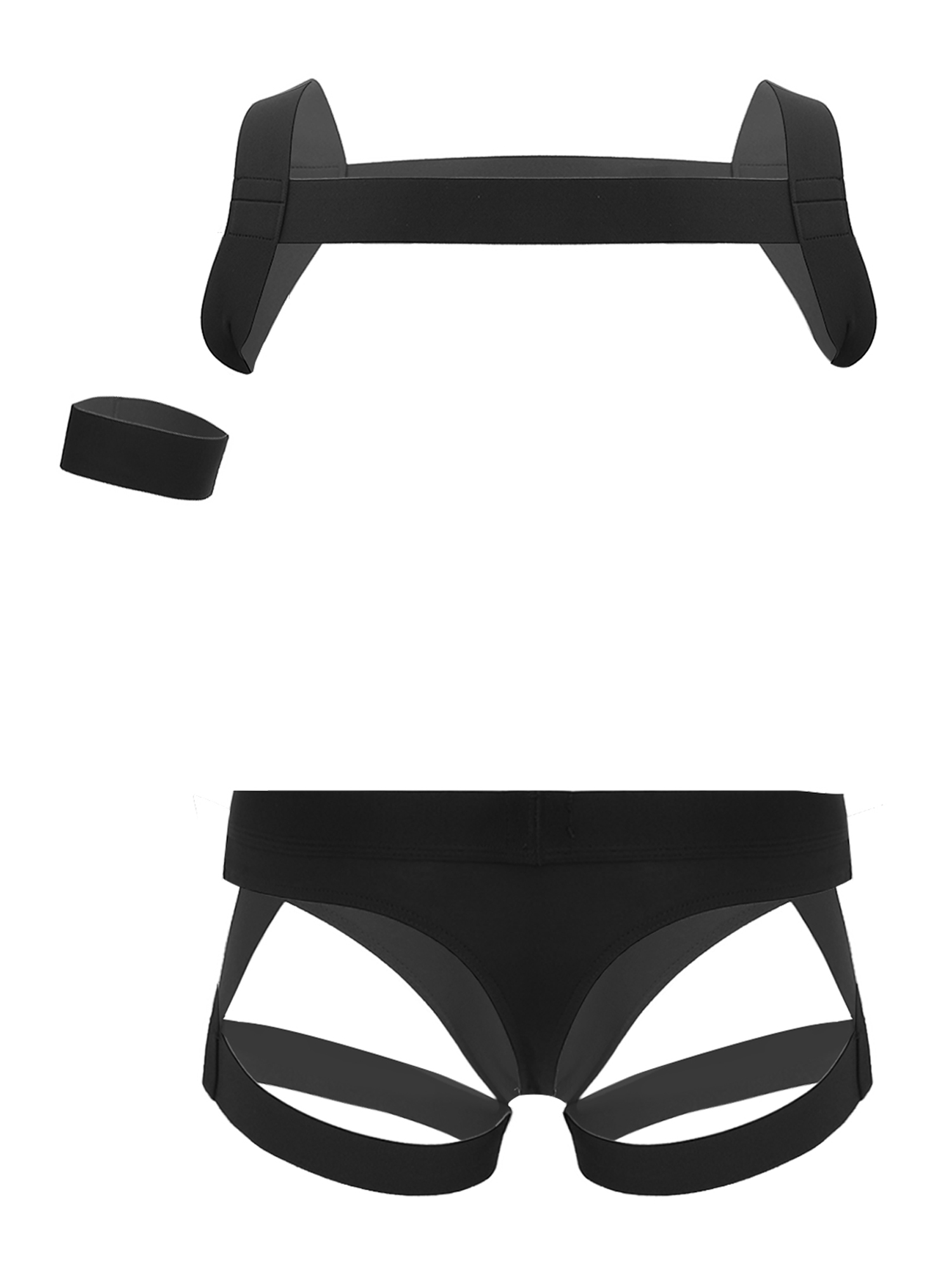 Description Picture 4 of itemMen's 2 Piece Stretchy Body Chest Harness Garter Belt Boxer Briefs Jockstrap Underwear Athletic Supporter Suspender Bodysuit