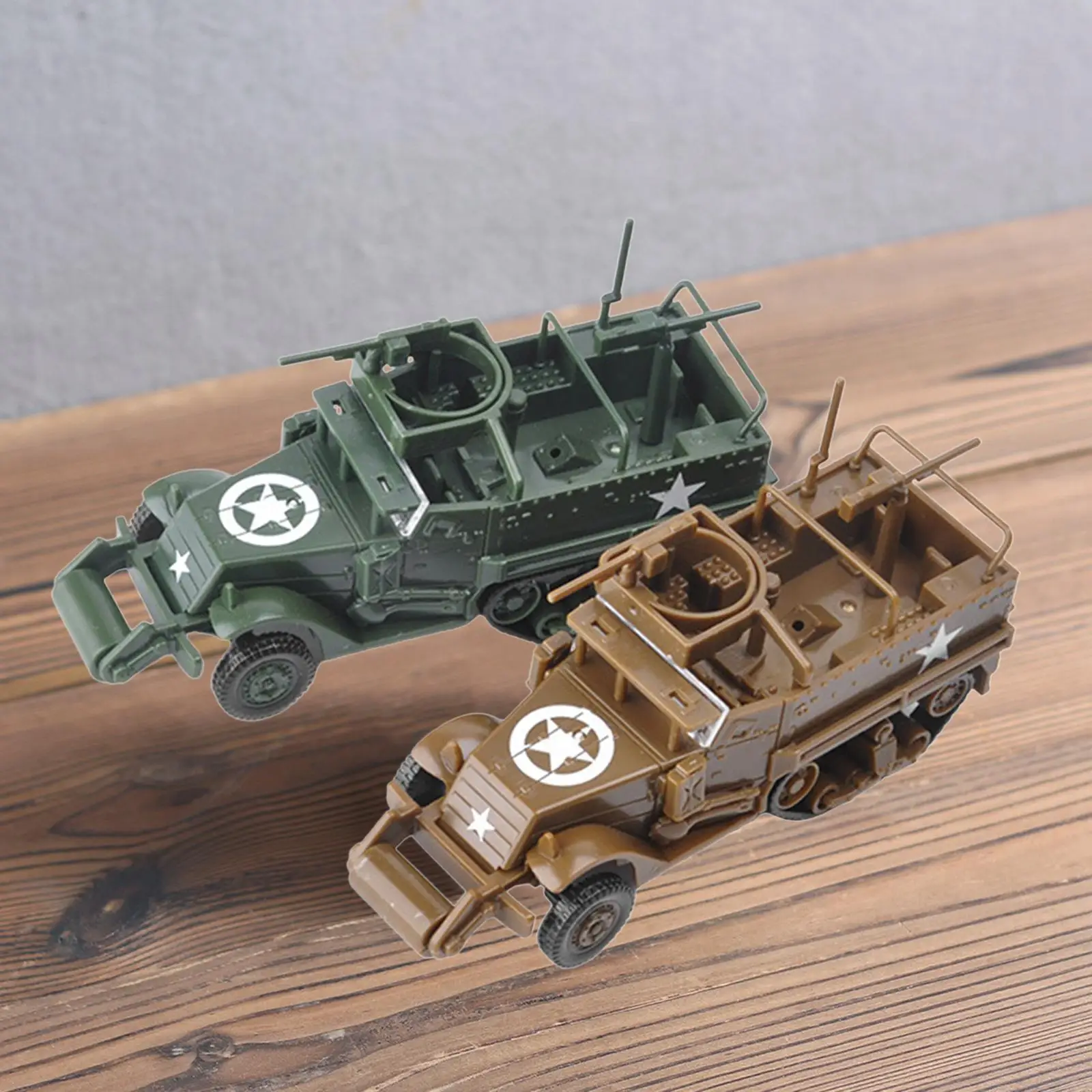 2  Assembled Half-Track  Simple  2-Color Set Decoration  Needed Gift 1:72 Armored Vehicle Toys for M3A1 Children Boys Kids