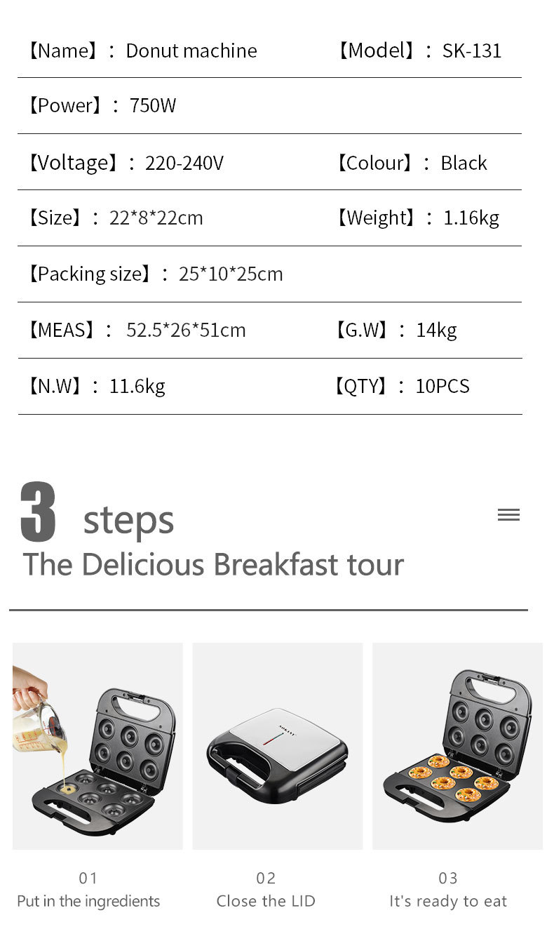 Description Picture 4 of itemSOKANY131 Donut Machine Home Fully Automatic Electric Cake Bell Mini  Baking Children's