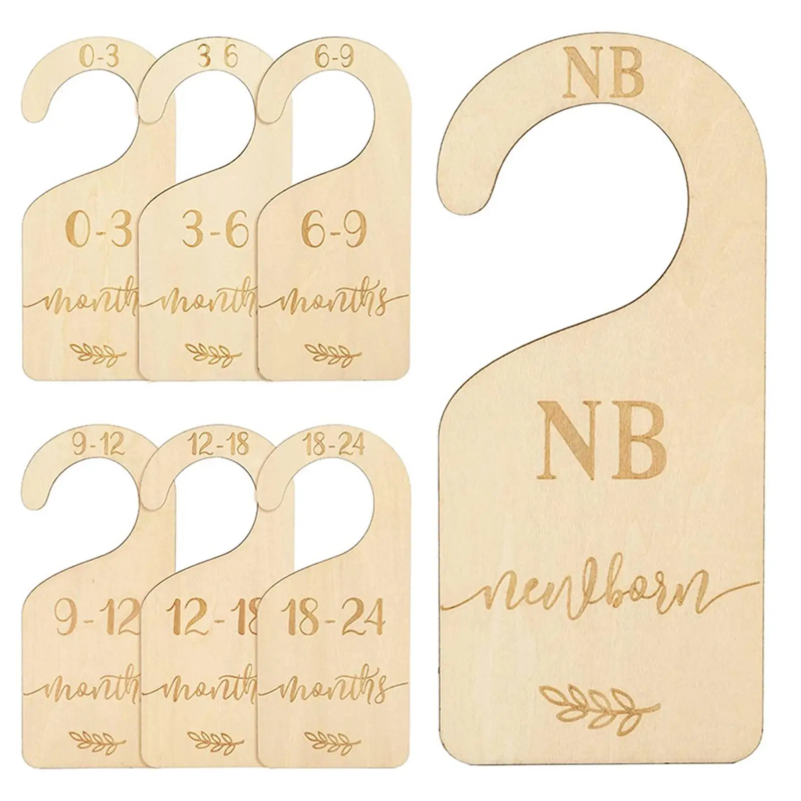 7x Adorable Wooden Closet Divider Hanging Clothes Dividers for Boys Girls Baby Photo Props