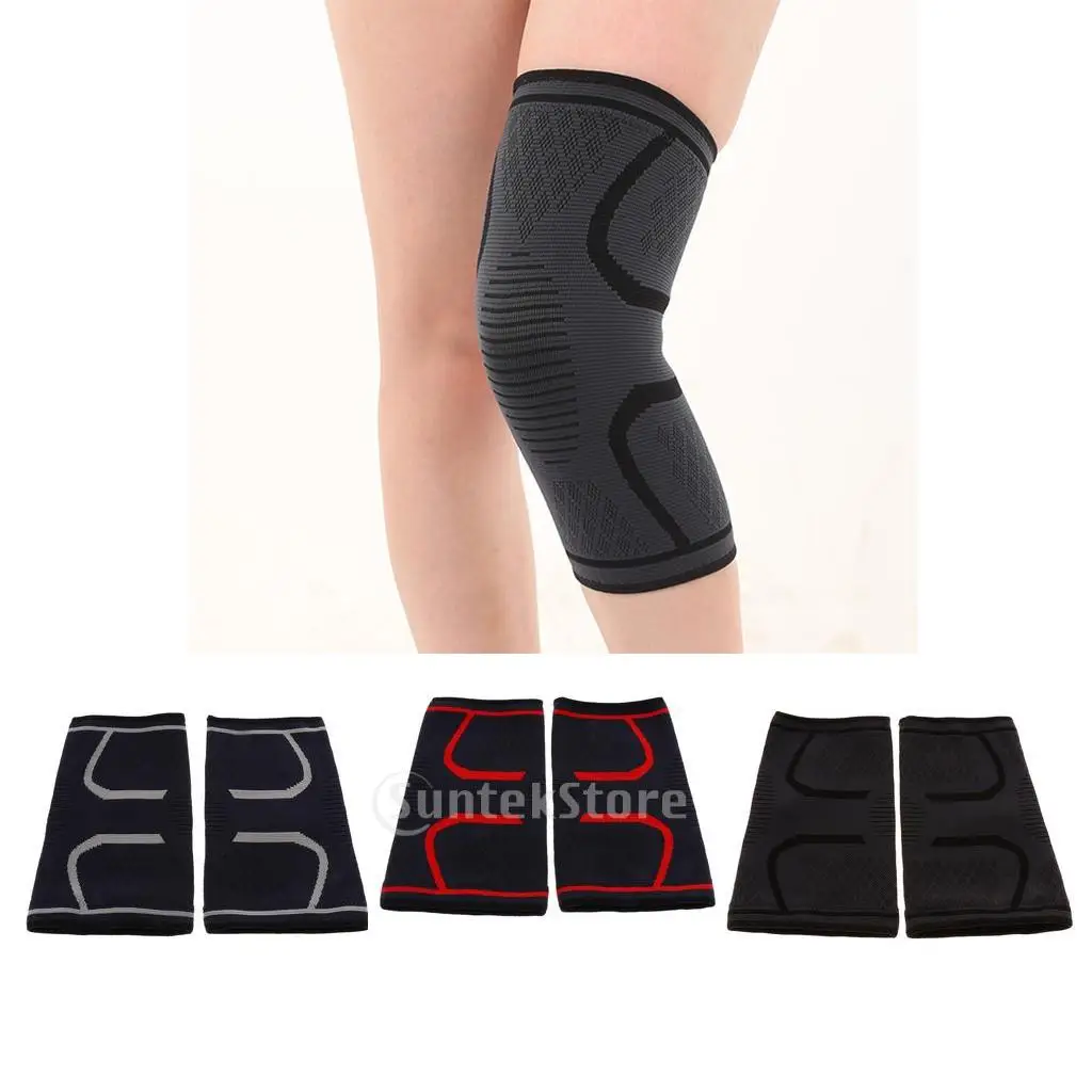 2pcs Knee Brace Compression Sleeve Support for Running, Biking, Basketball, Arthritis