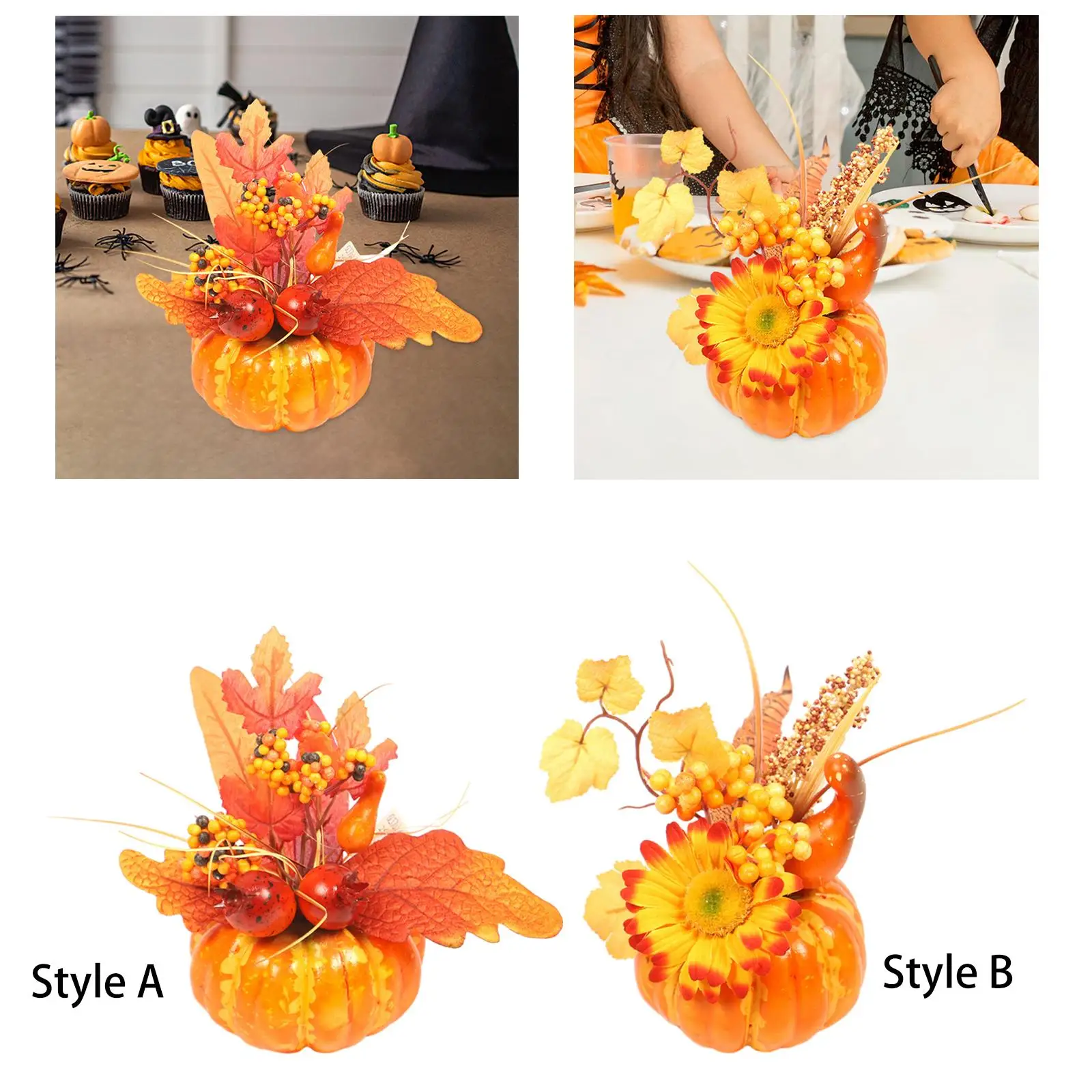 Artificial Pumpkins Decoration Ornament for Tabletop Fireplace Kitchen