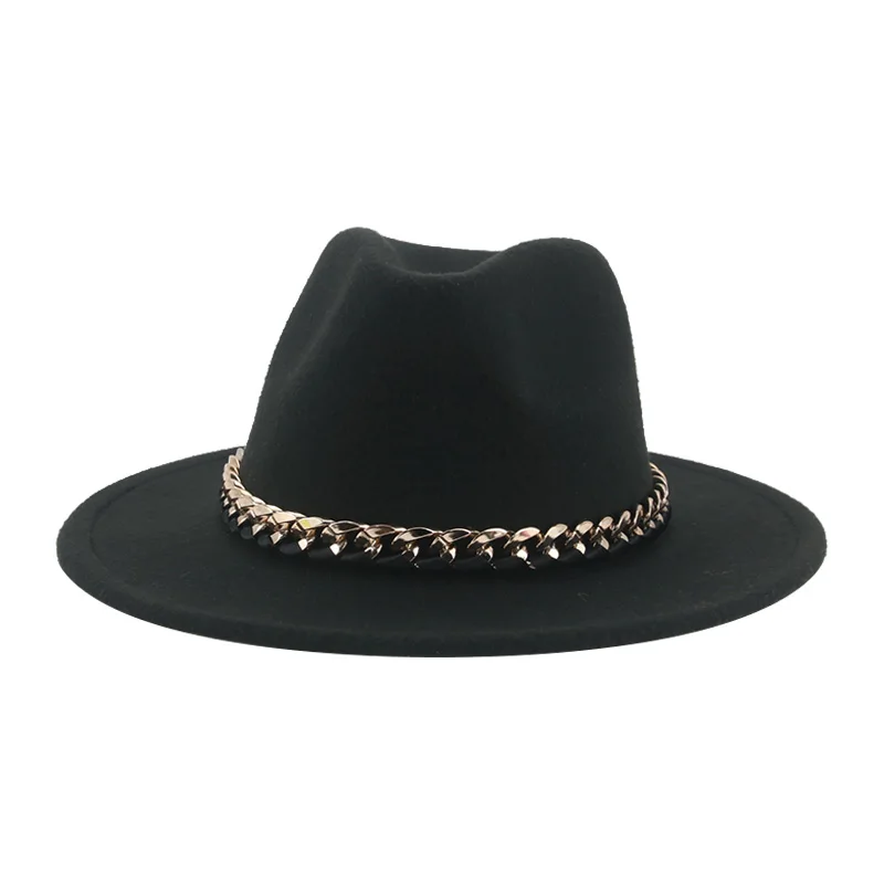 Hats for Women Fedora Women Hat Panama Hats for Men Church Chain Belt Cowboy Casual Hip Hop Winter Women's Hat Sombrero Hombre wool fedora hat