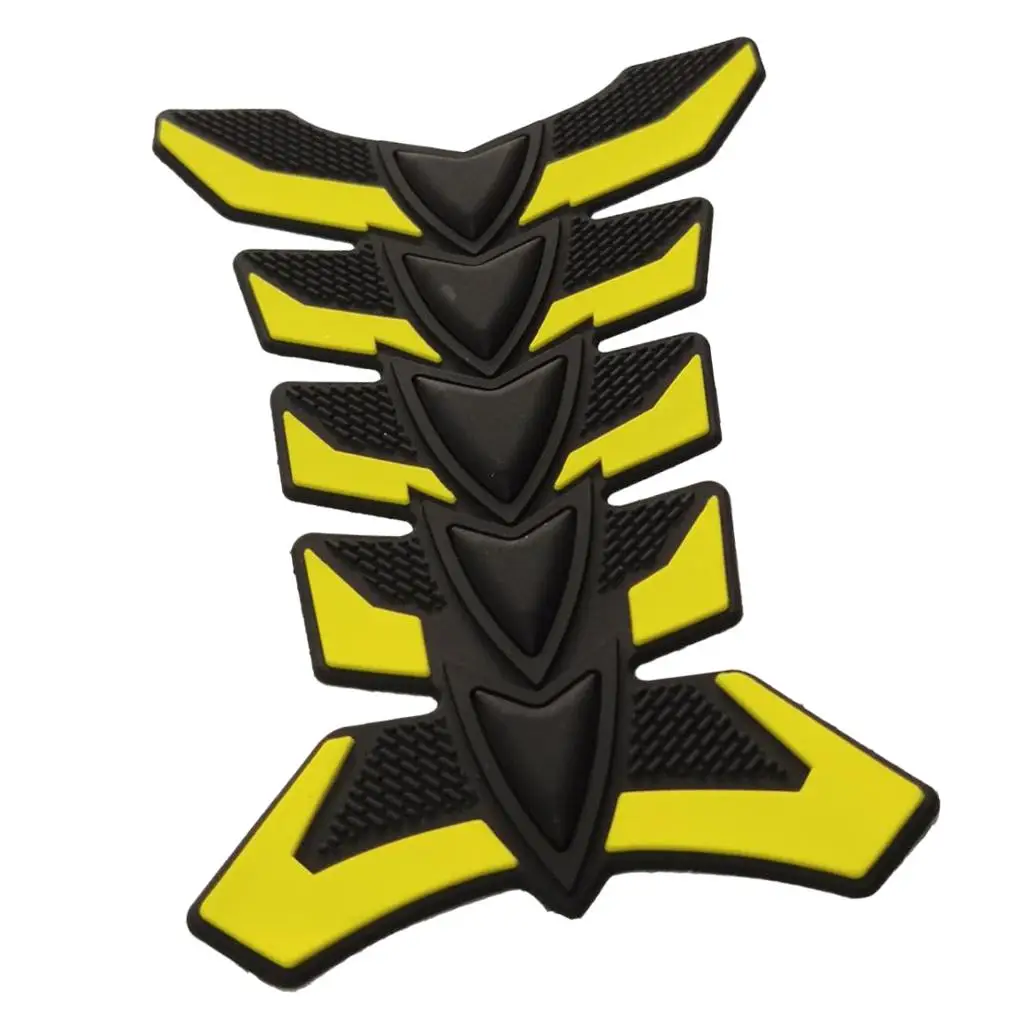 3D Fishbone Motorcycle Modified Oil Tank Pad Protector Decal Sticker Yellow