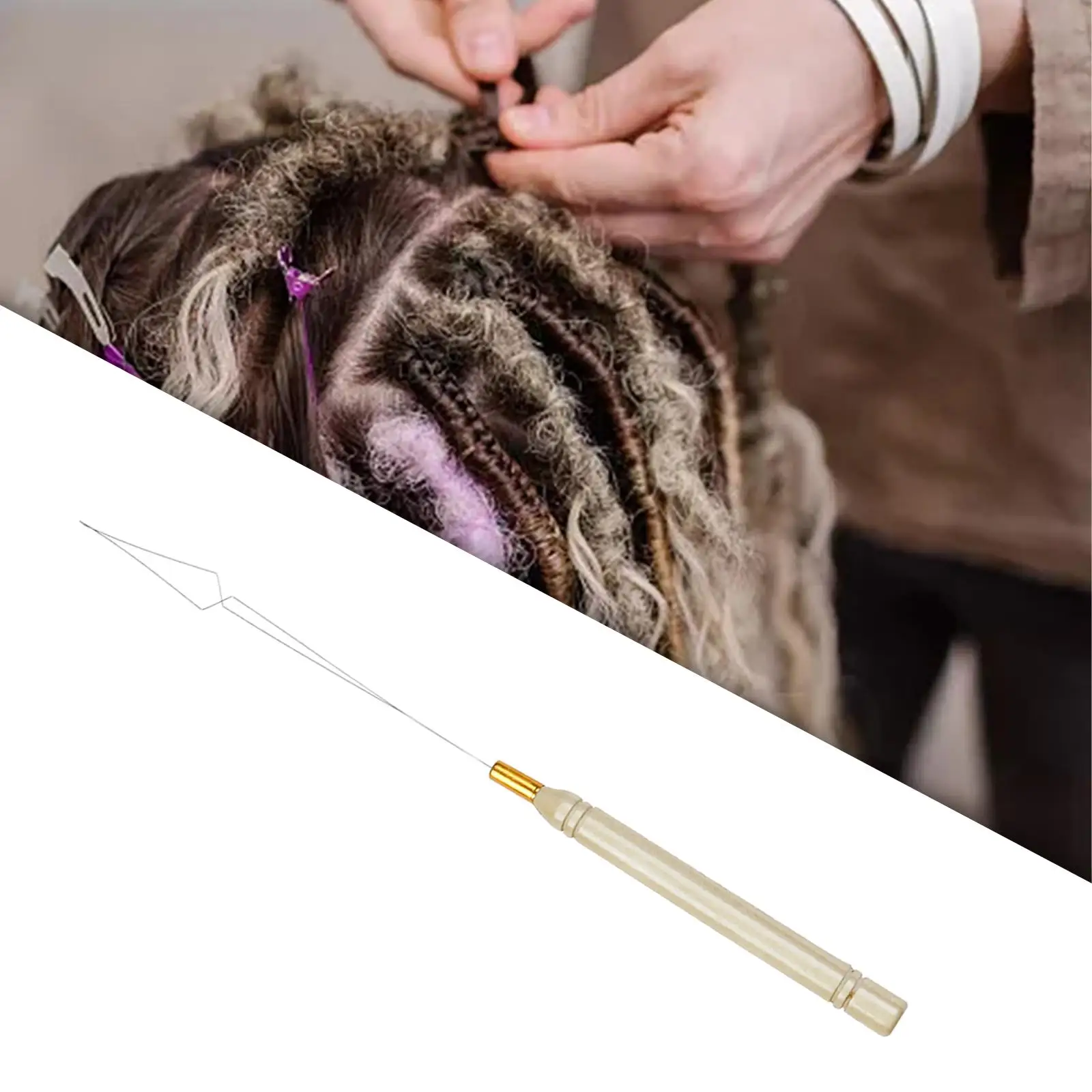 Durable Hair Extension Loop pin Threader Beading Device for Hair Braiding Cold Fusion