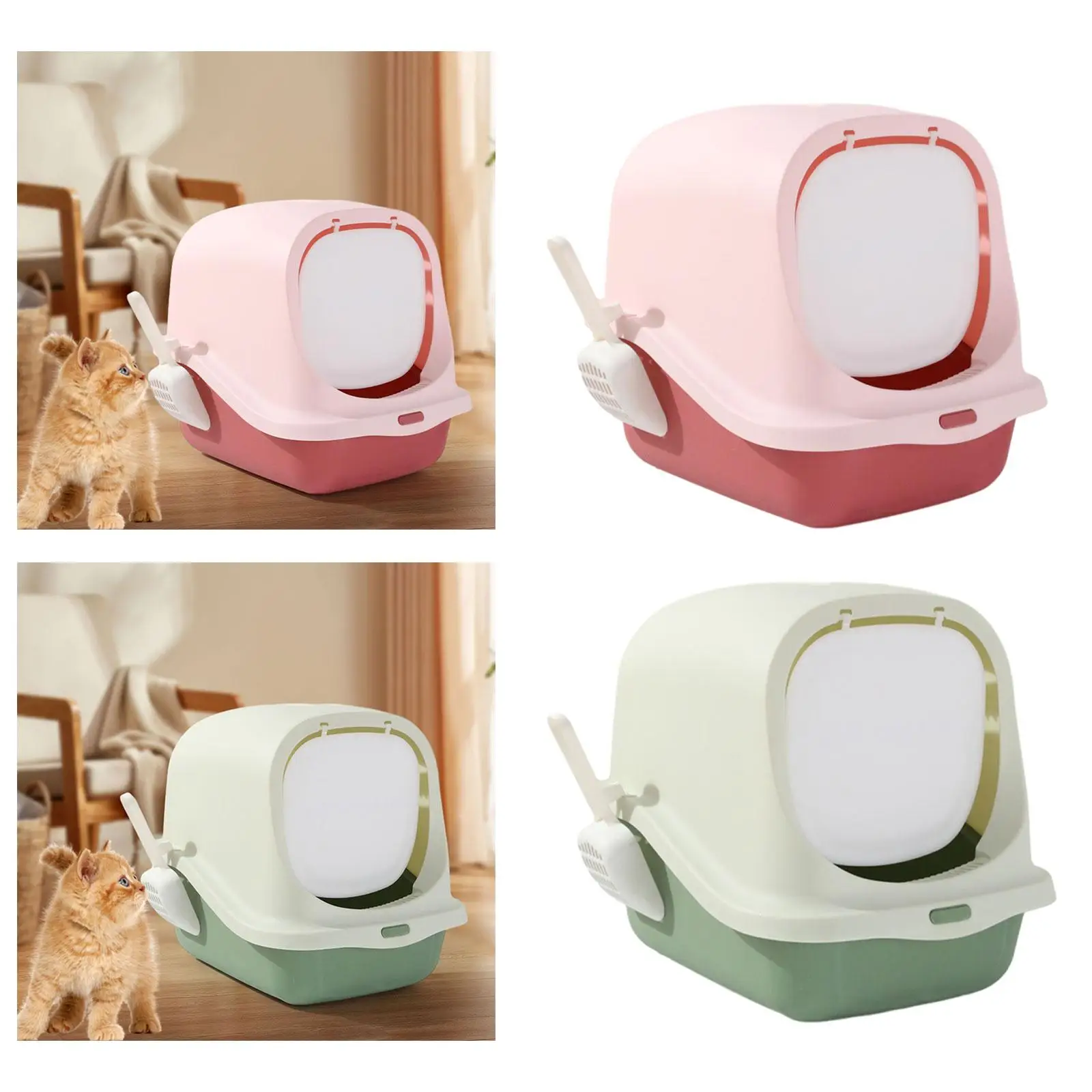 Enclosed Cat Litter Box for Indoor Cats with Lid Hooded Pet Supplies Large Fully Enclosed Cat Potty Cat Litter Tray Litter Pan