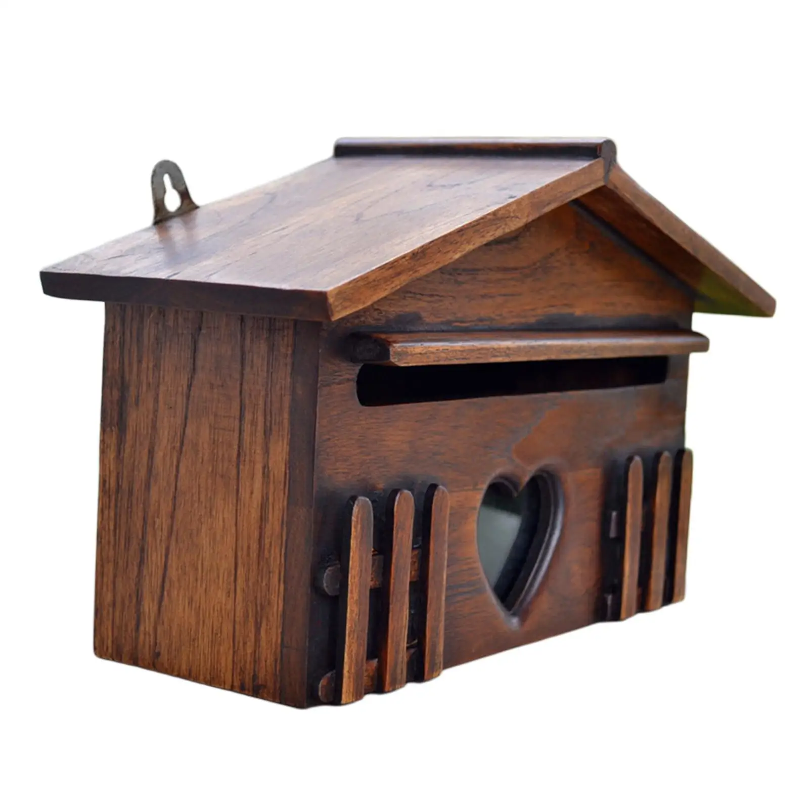 Vintage Style Post Box, Wooden Mailbox, Wall Letter Box Home Garden Yard Decor, Farmhouse Design, 31x18x10CM