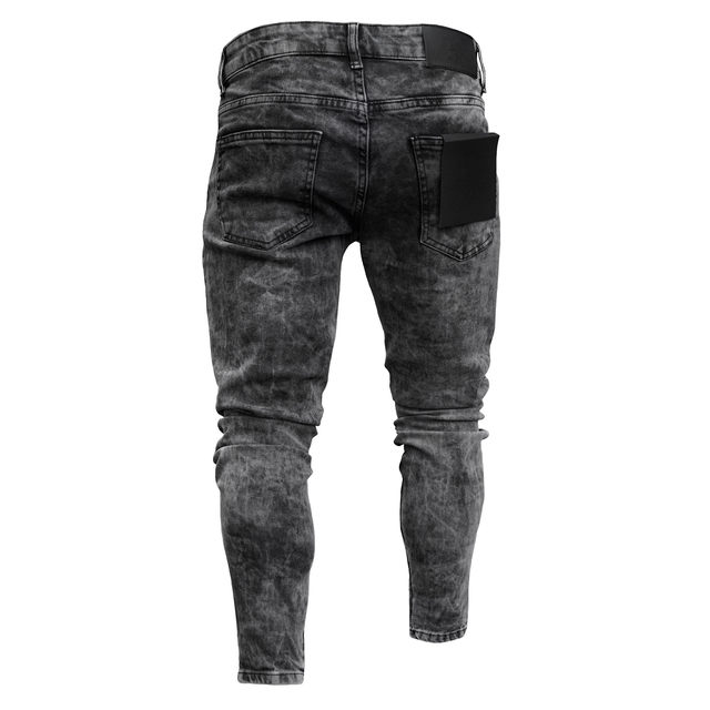 New High Quality Men Skinny Jeans Snowflake Casual Slim Zipper