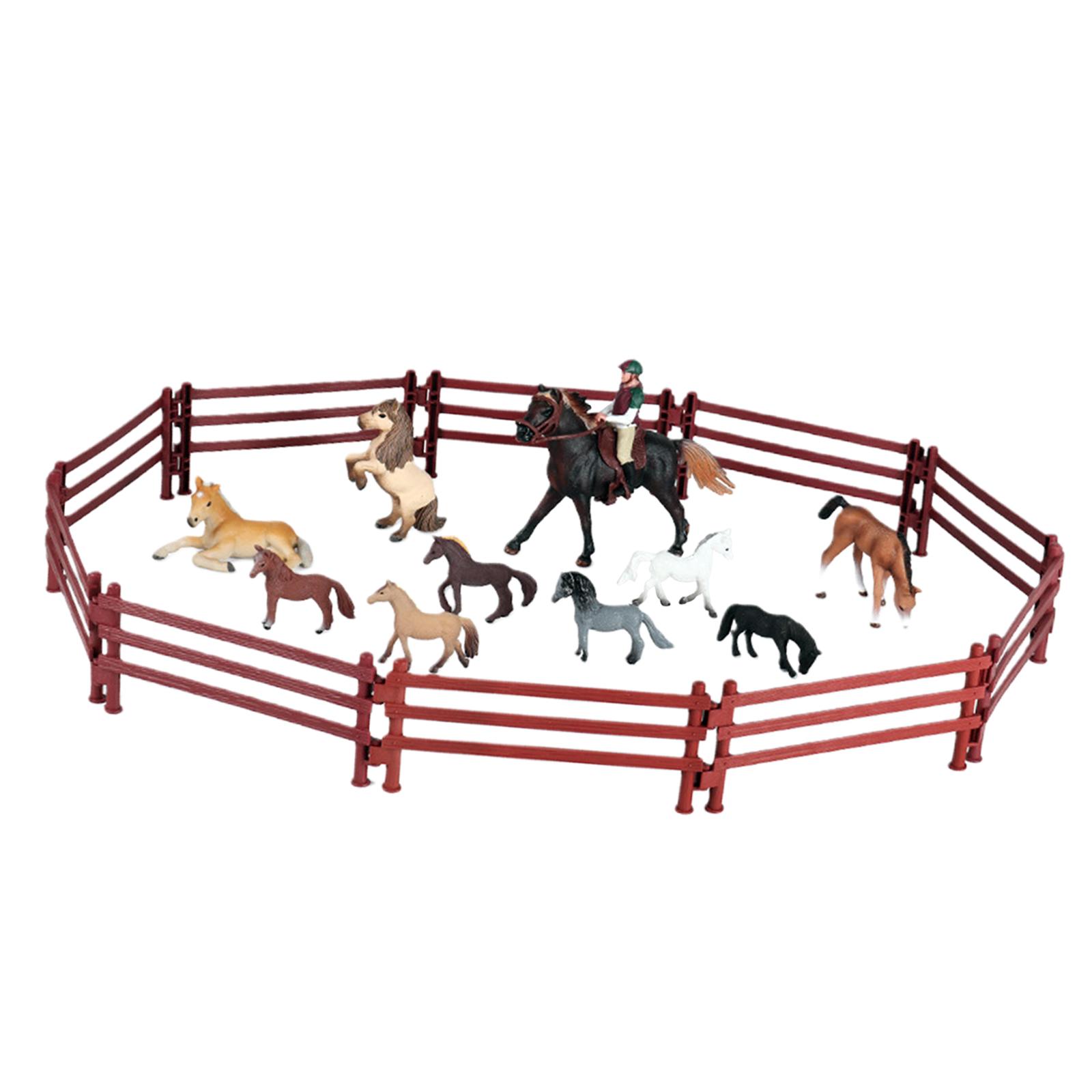 23 Pieces Simulation Fence Farm Toy Set Sports Horseman Farm Jockey Static Accessories Collectibles Mini Scene for Children Barn