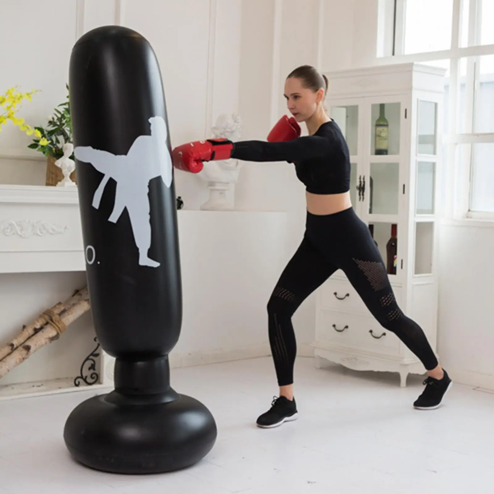 1.6m Inflatable Boxing Punching Bag Kick Training Tumbler Sandbag Kids Adult