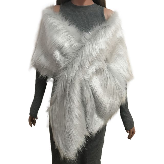 Châle Fourrure Femme élégant - Écharpe Satin 110x32cm Pour Mariage Et Soirée