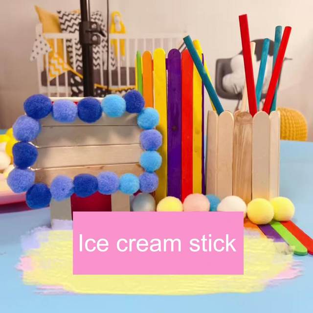 500 Pcs Wooden Popsicle Sticks For DIY Crafts Multicolor Rainbow Ice Cream  Natural Wood Stick Chips Handmade Materials Kitchen - AliExpress