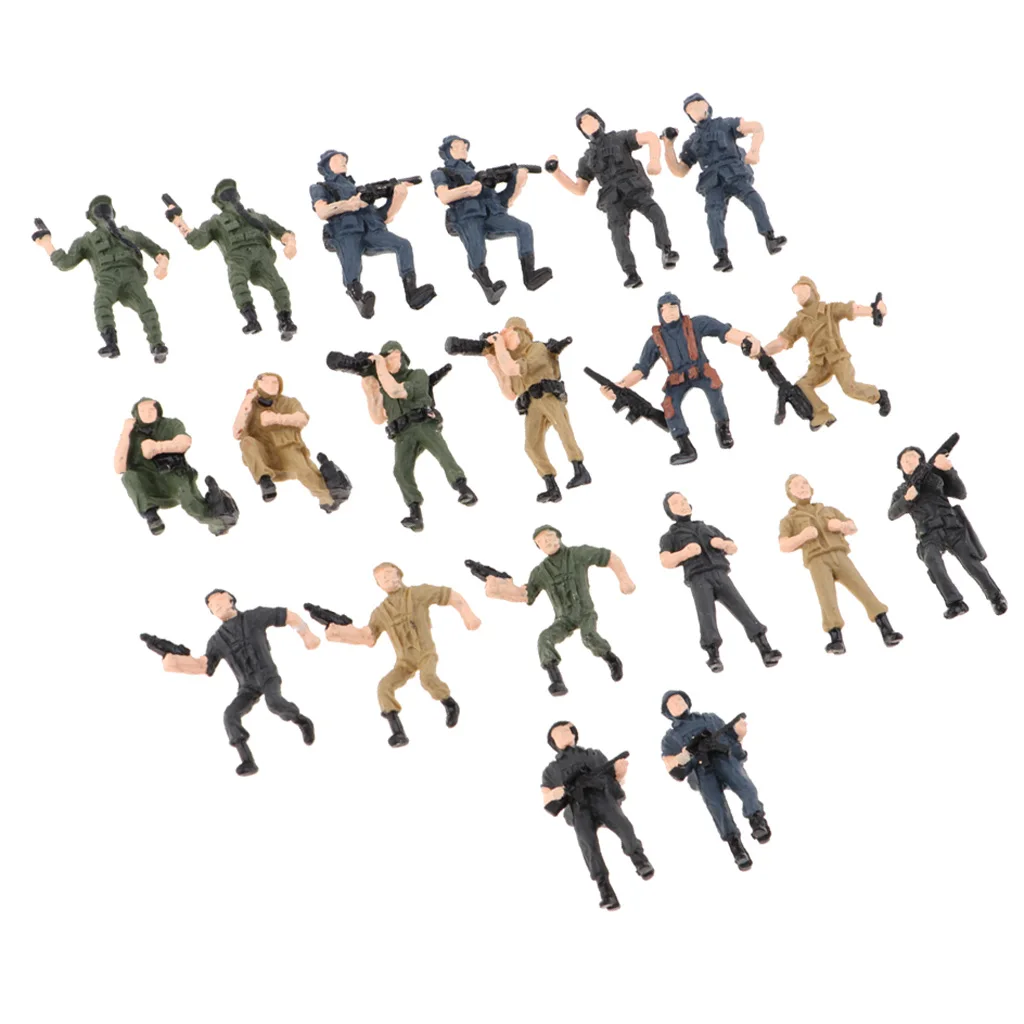 Lot of 20pcs Person Figures Soldiers Special Forces Plastic Models for Landscape