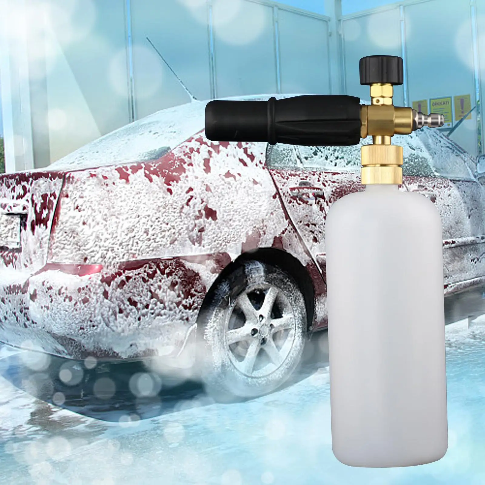Car Foam Sprayer Bottle Large Capacity with Copper Adapter 1L Tank Container for Snow Foam Lance Pressure Washer Accessories