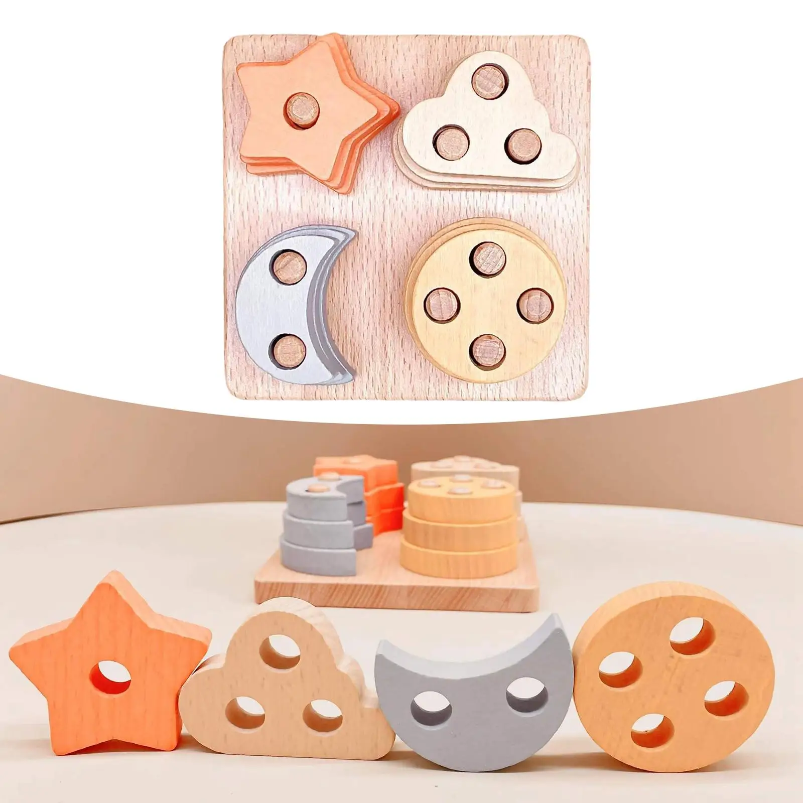 Montessori Geometric Shapes Toys Stacking Nesting Stacker Sorting Learning Stars Moon Montessori Puzzle for Shchool Children