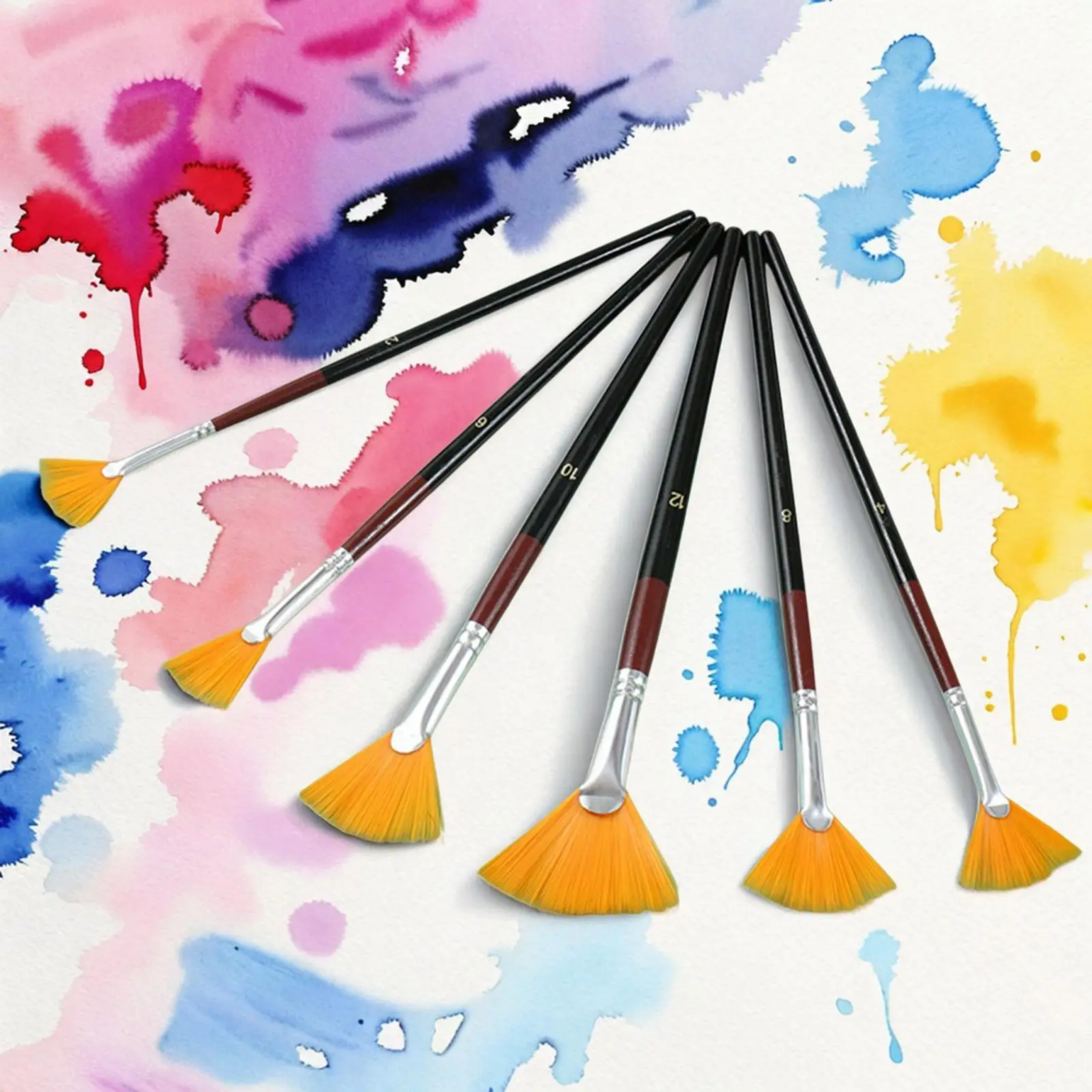6Pcs Artists Paint Brush Set Paint Brush Pen Set for Oil Water Beginner