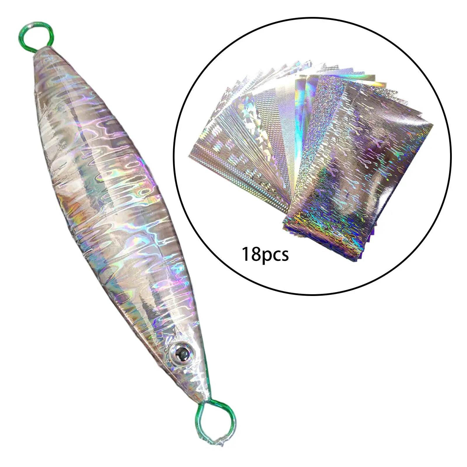18Pcs Fish Scales Stickers Flasher Adhesive DIY Spoon Holographic Tape