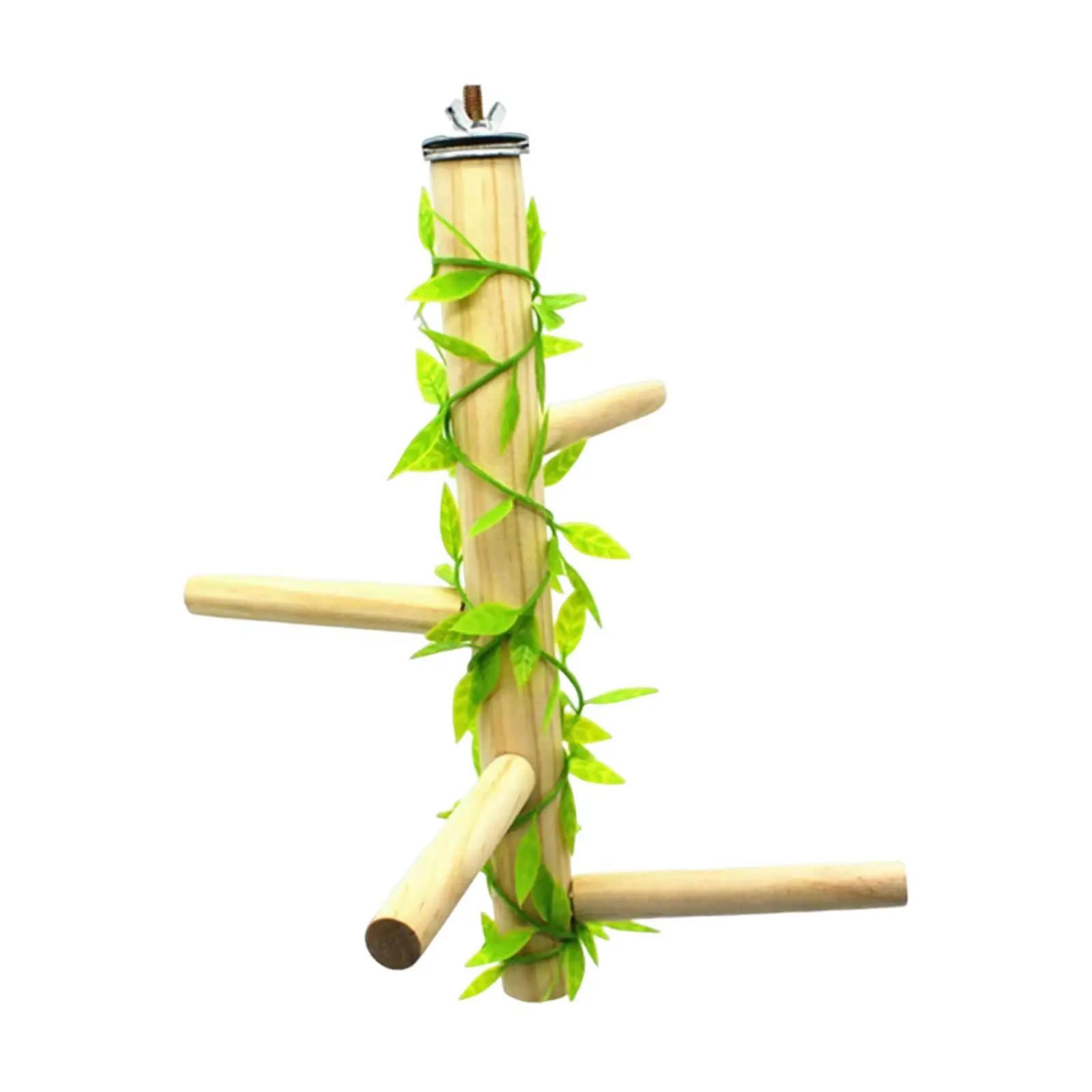 Natural Wood Pet Bird Perch Holder Birdcage Climbing Stick Hanging Parrotlets Stand Toy for Canaries Budgies Finches Parakeets