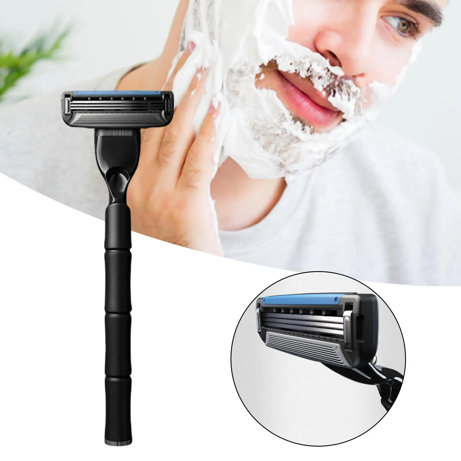 Safety Shaving Razor Stainless Steel Anti-Clog Design with Vitamin E Hypoallergenic Lubricating Strips for Hair Removal Beard