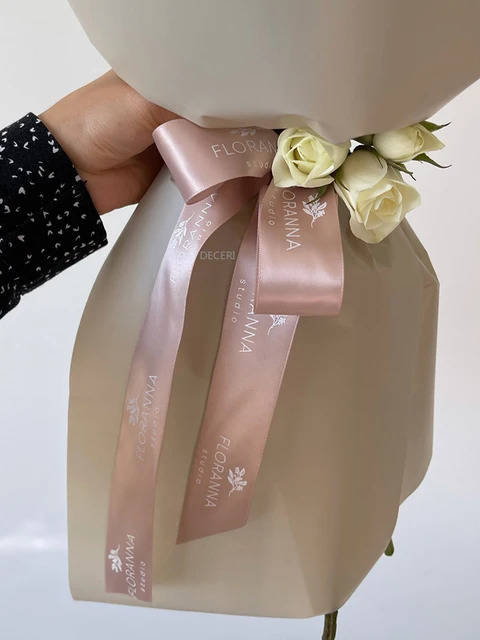 Flower Packaging Satin Ribbon For Flower Shop, English Printing Ribbon For  Gift Packing Material, Bouquet Package Flower Gift Satin Ribbon, Home  Gadget - Temu Germany