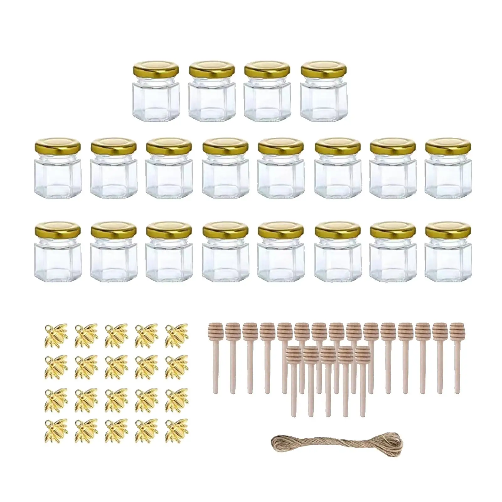 20x Small Glass Jars Screw Lids Kitchen Storage Jars 1.5oz for Wedding Party Favors DIY Gift Candle Making Liquids Honey