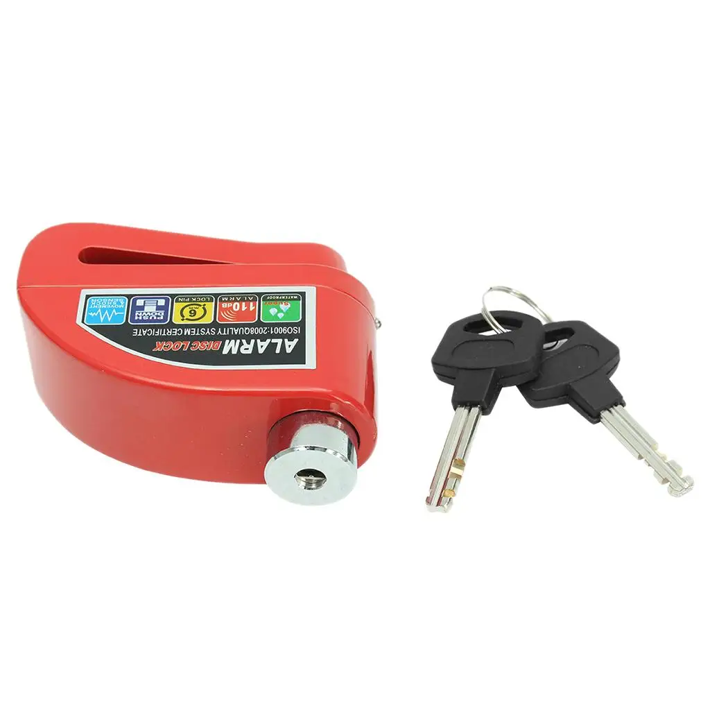 Alarm Disc Brake Lock, Portable Anti Mini  Motorcycle Motorbike Alarm , 110dB Alarm Sound with two keys