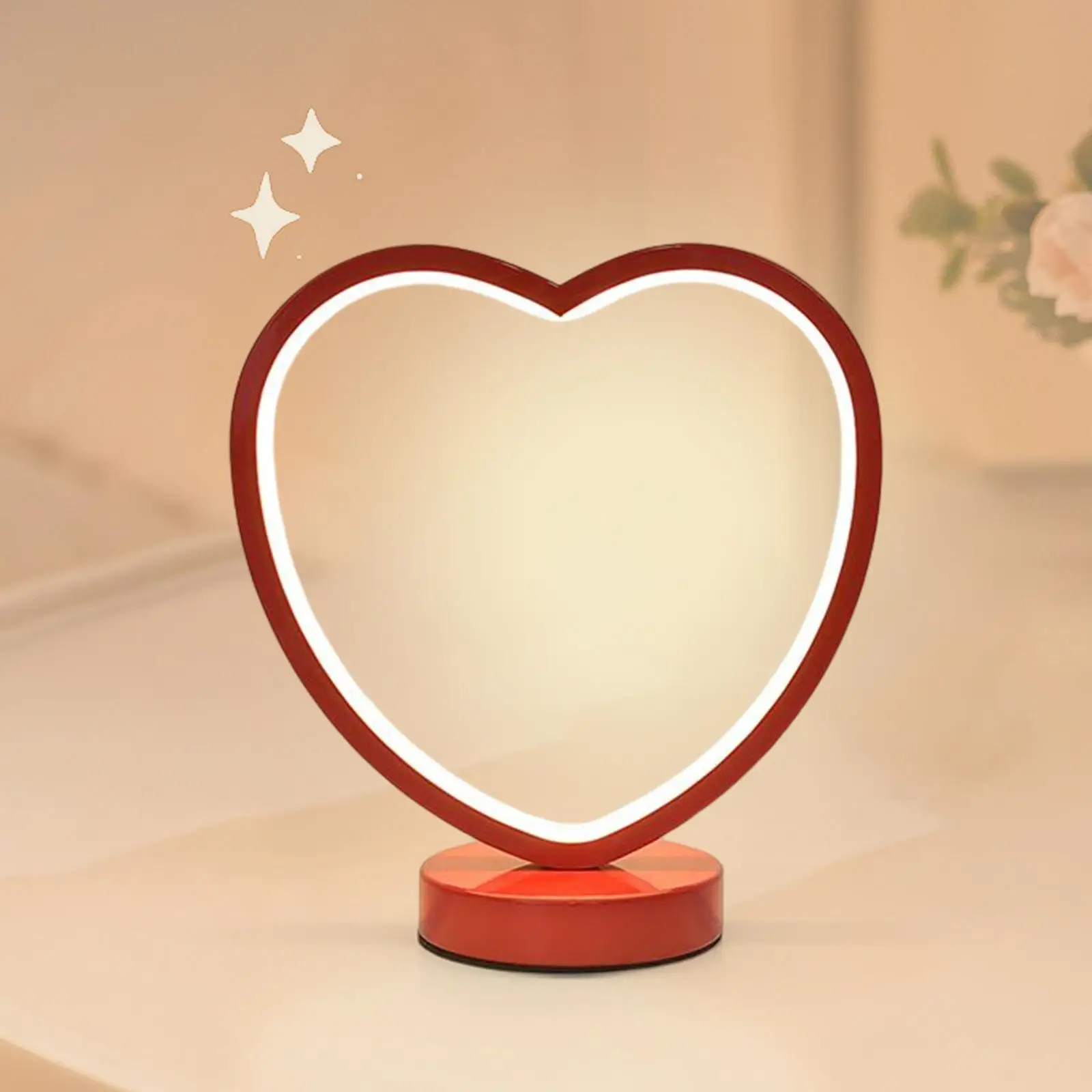 Modern Table Lamp Decoration Lantern Warm White LED Heart Shaped Desk Light for Dining Room Wedding NightStand New Year Party
